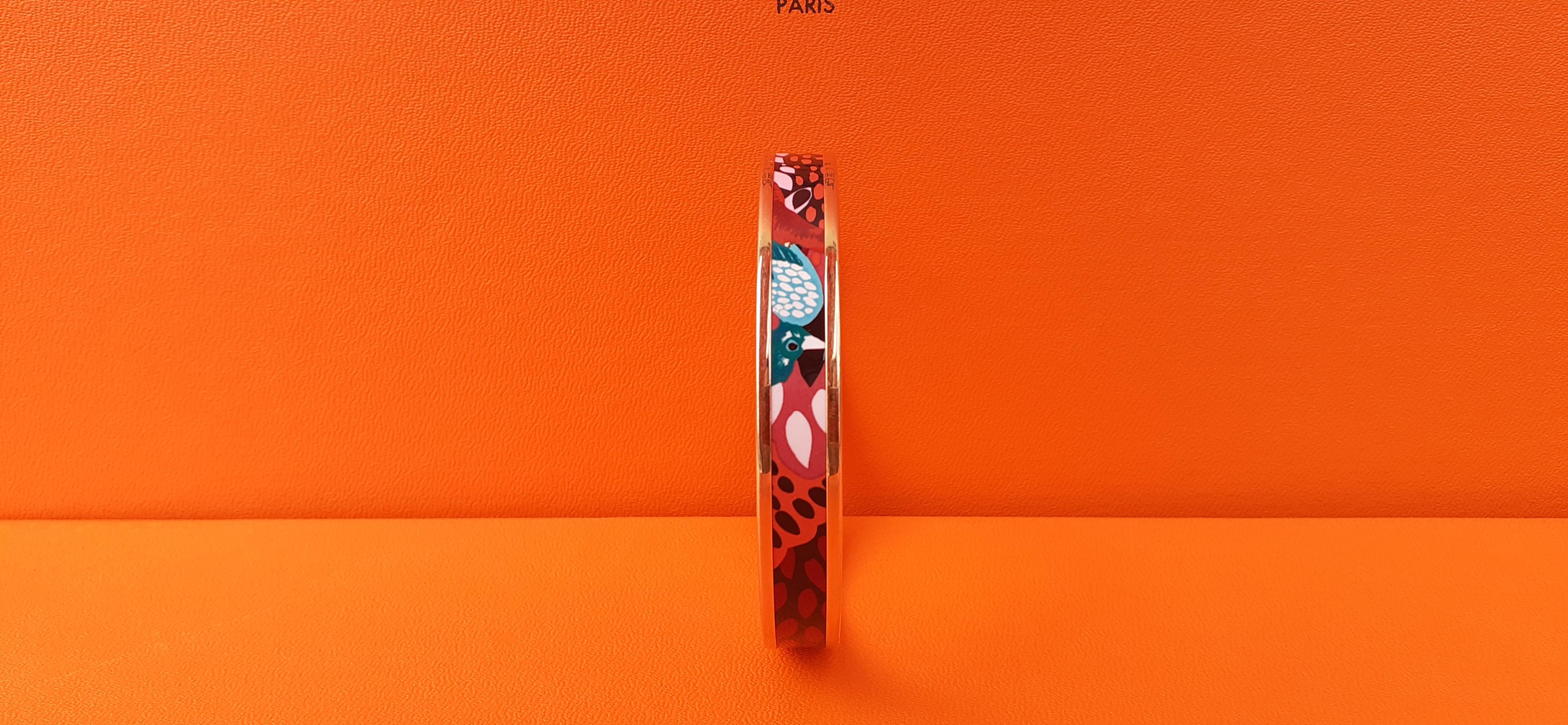 Hermès Emaille gedruckt Armband Dschungel von Eden Rose Couture Narrow Ghw Größe GM 70 Damen im Angebot