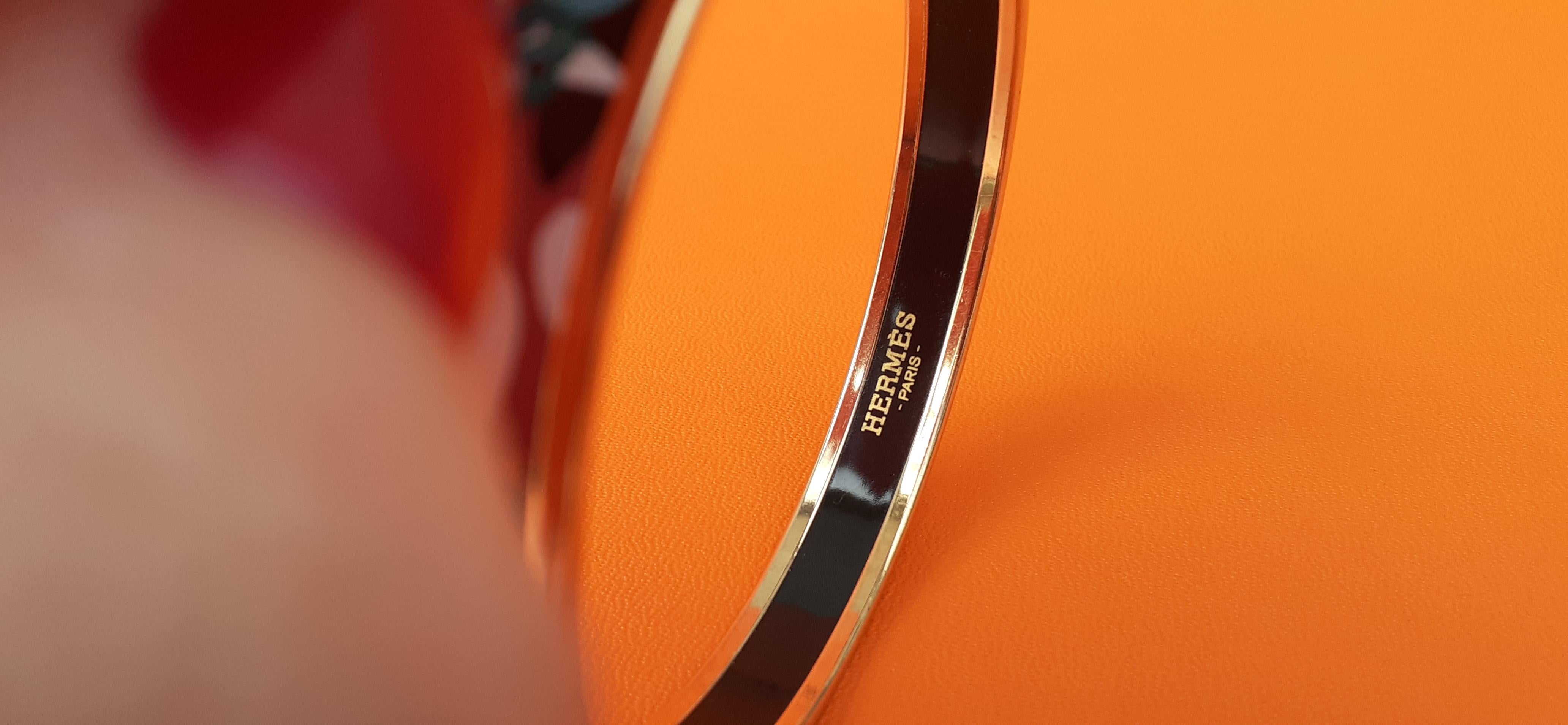 Hermès Emaille gedruckt Armband Dschungel von Eden Rose Couture Narrow Ghw Größe GM 70 im Angebot 5