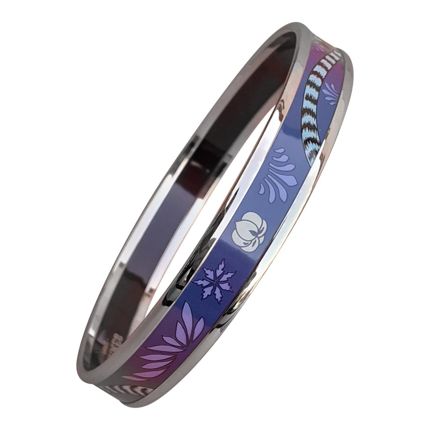 Hermes Narrow Clic H Bracelet (Lilac/Palladium Plated) - GM