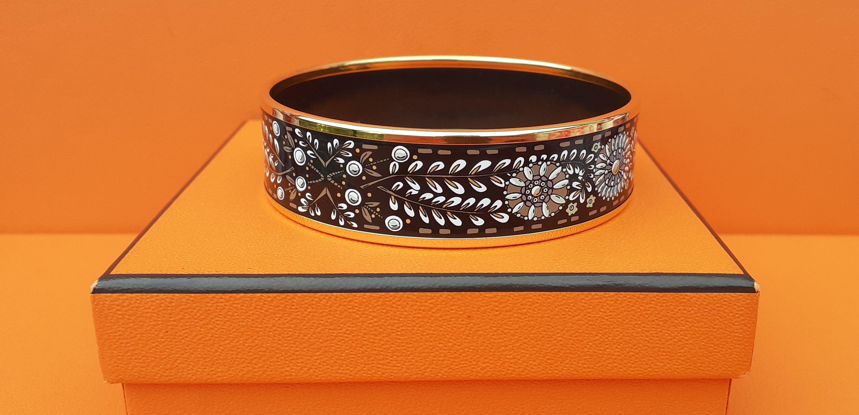 Hermès - Bracelet imprimé en émail - Or jaune Marwari - Taille 65  en vente 2