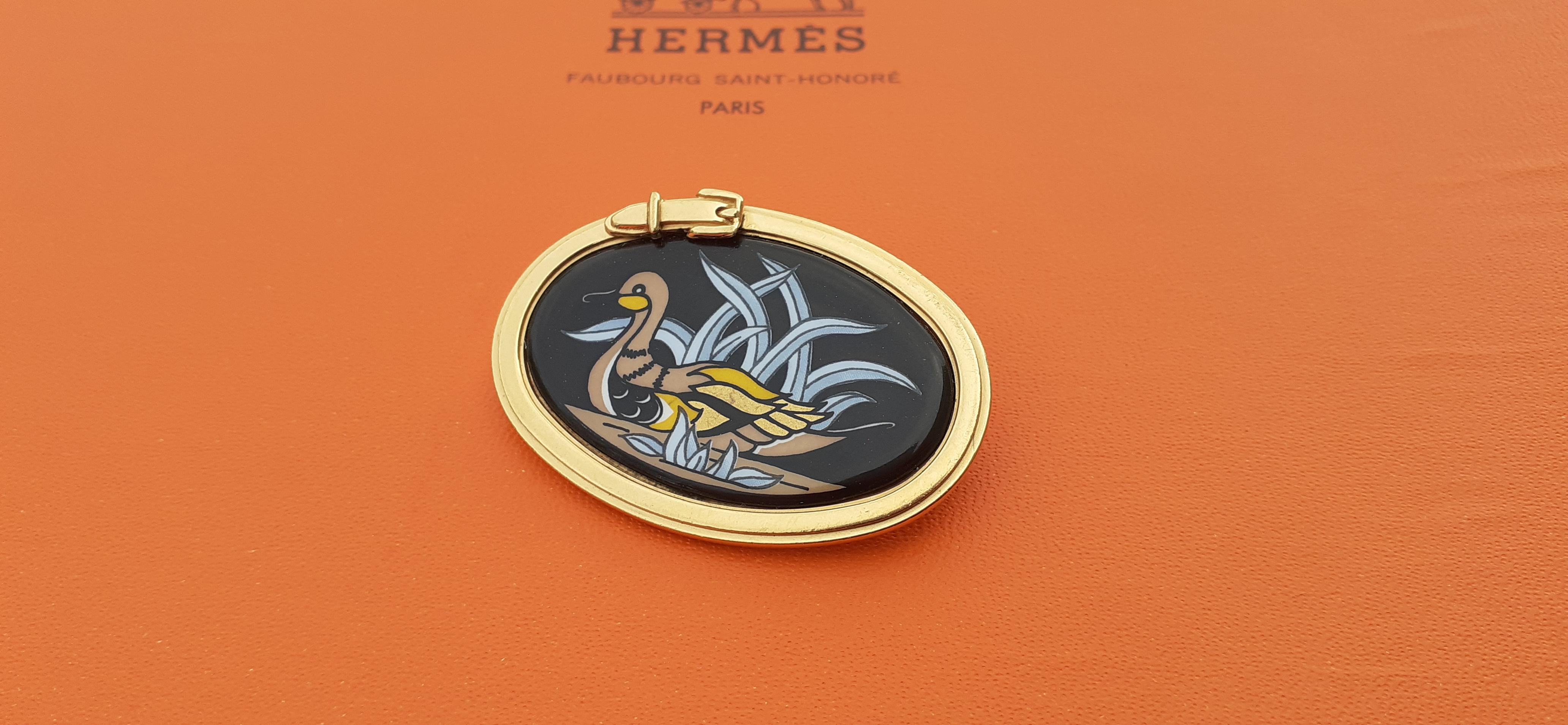Hermès Enamel Printed Duck Print Gold Hdw For Sale 7
