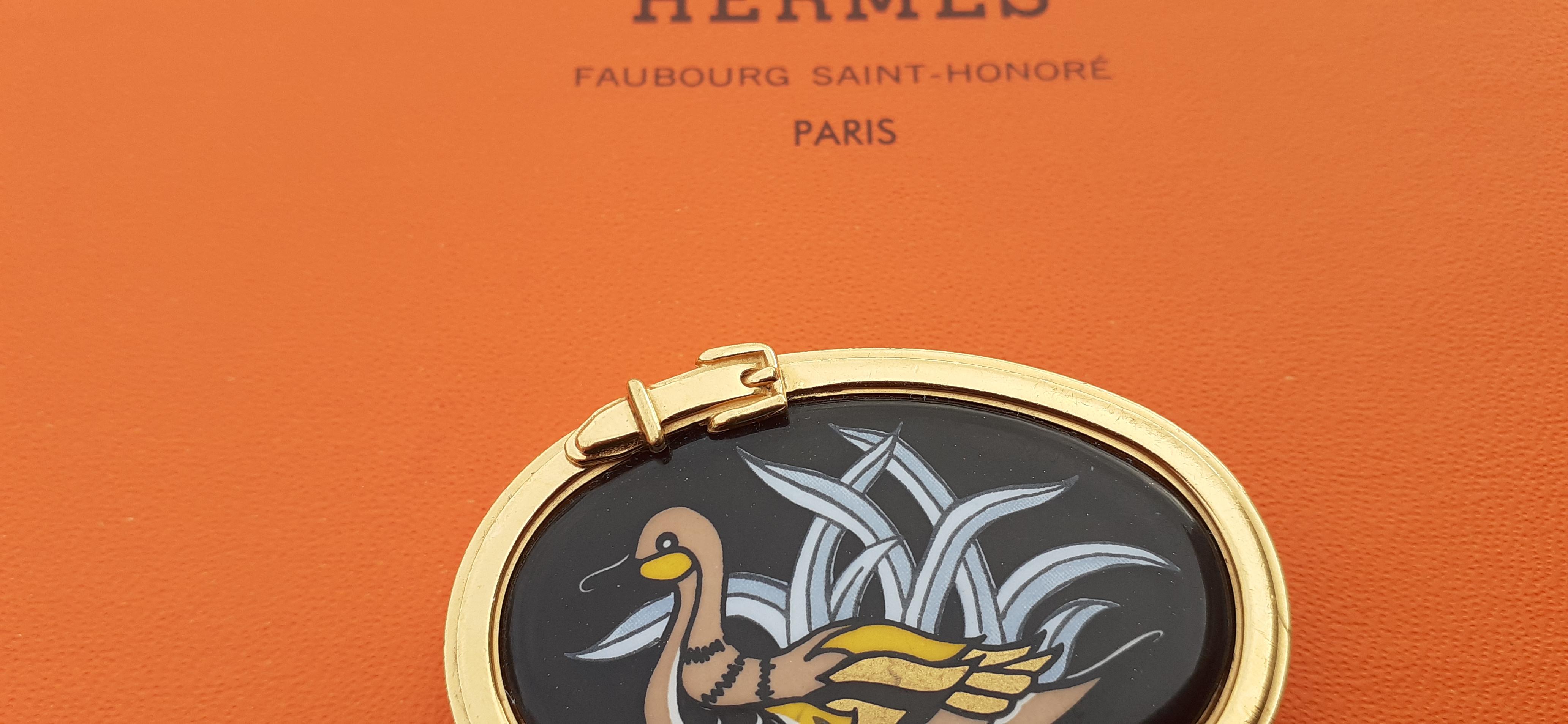 Hermès Emaillé Imprimé Canard Or Hdw en vente 1