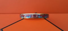 Hermès Enamel Printed Narrow Bracelet Animals in Wood Gold Hdw Size 65