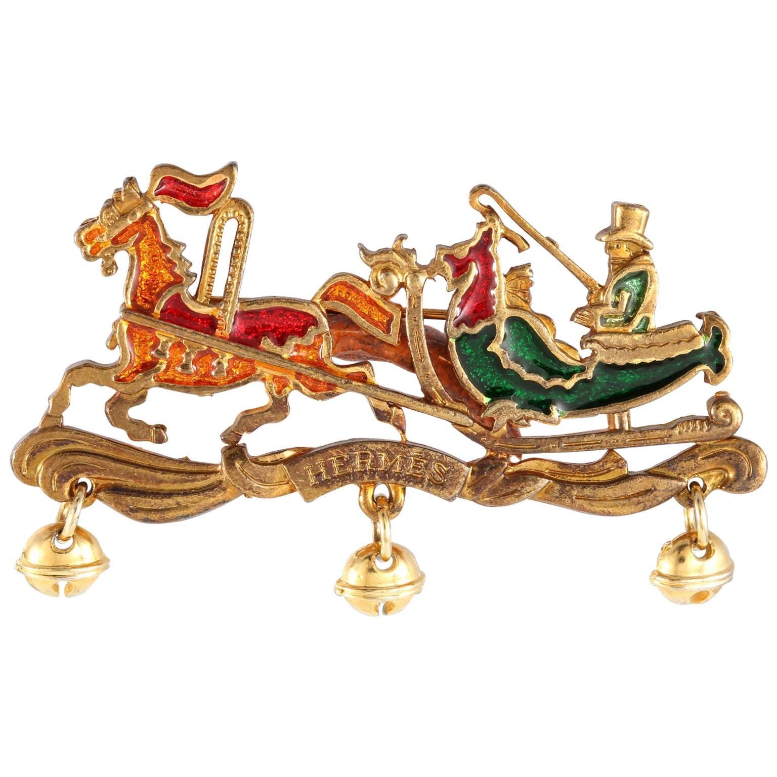  Hermès Enamel Sleigh Pin