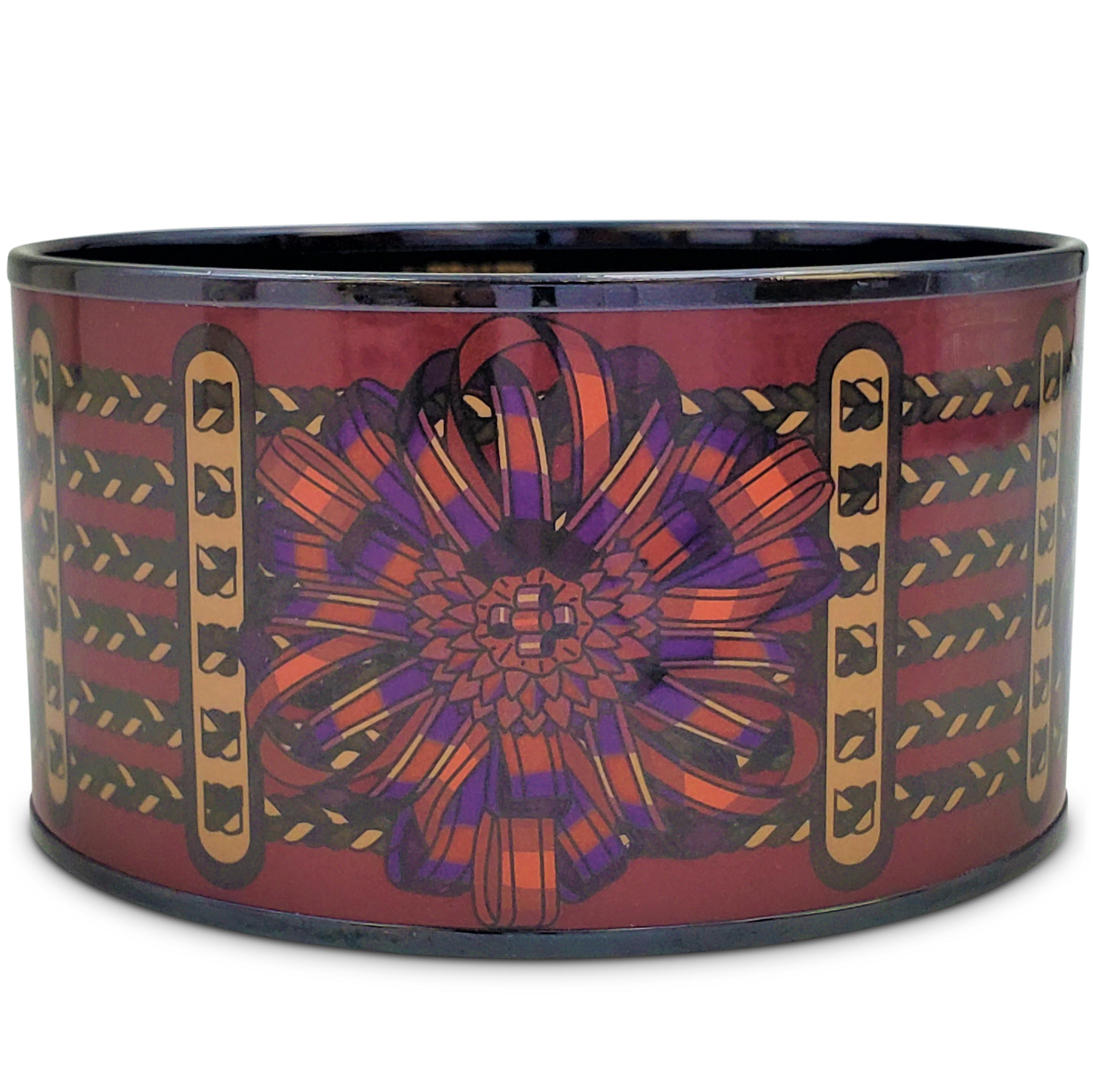 Hermès Enamel Wide Bangle Bracelet In Excellent Condition In New York, NY