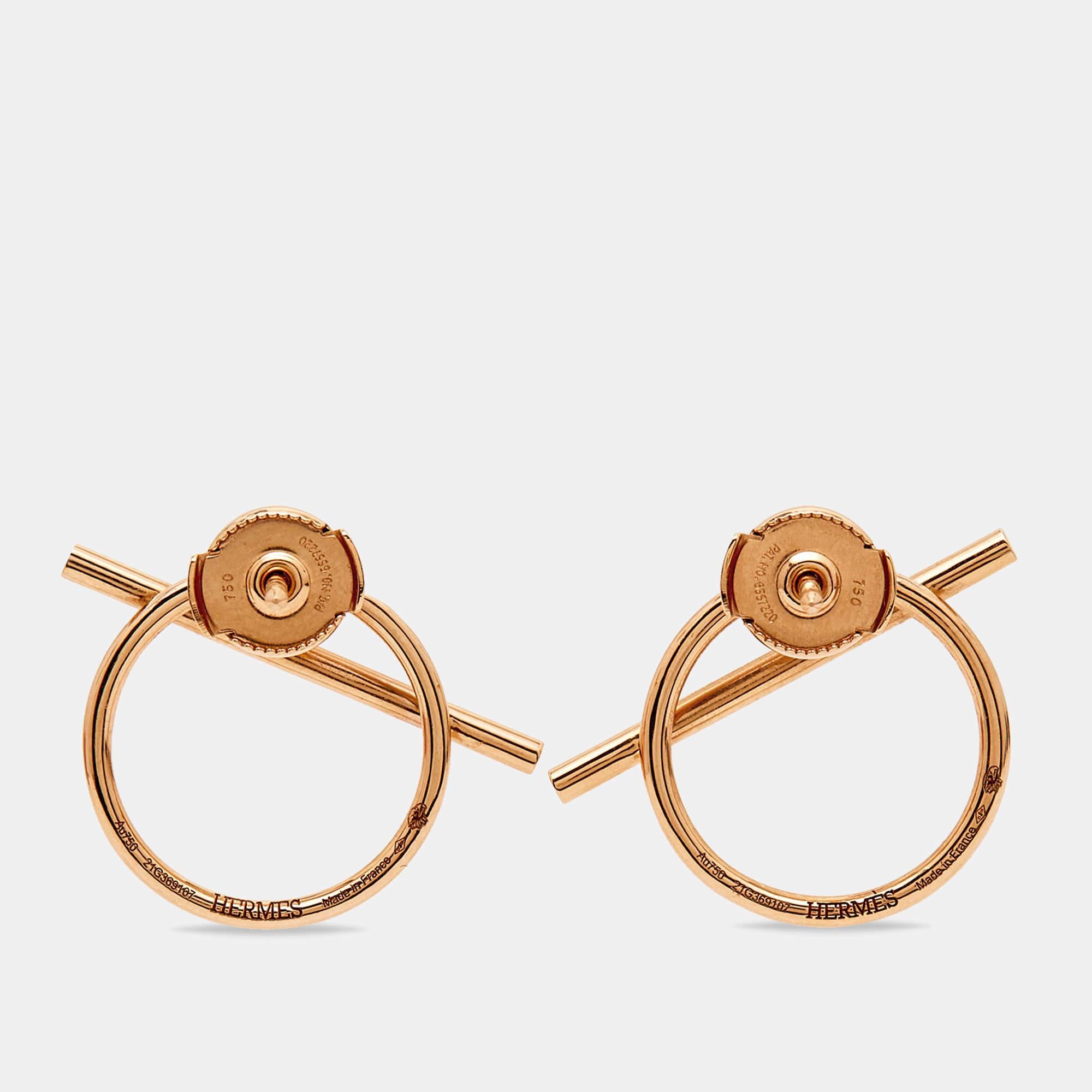 Contemporary Hermès Enchappe 18k Rose Gold Earrings