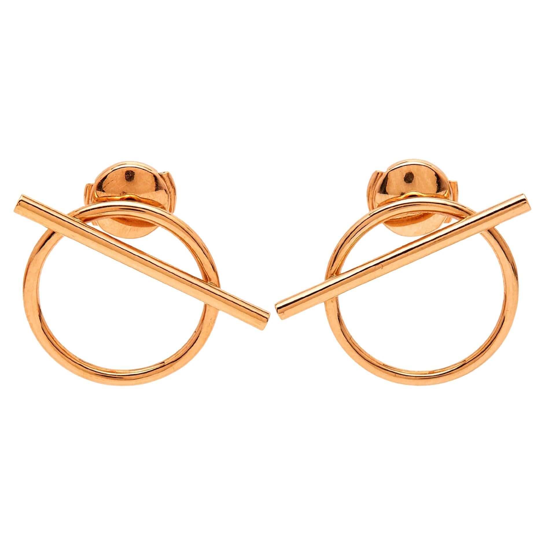 Hermès Enchappe 18k Rose Gold Earrings