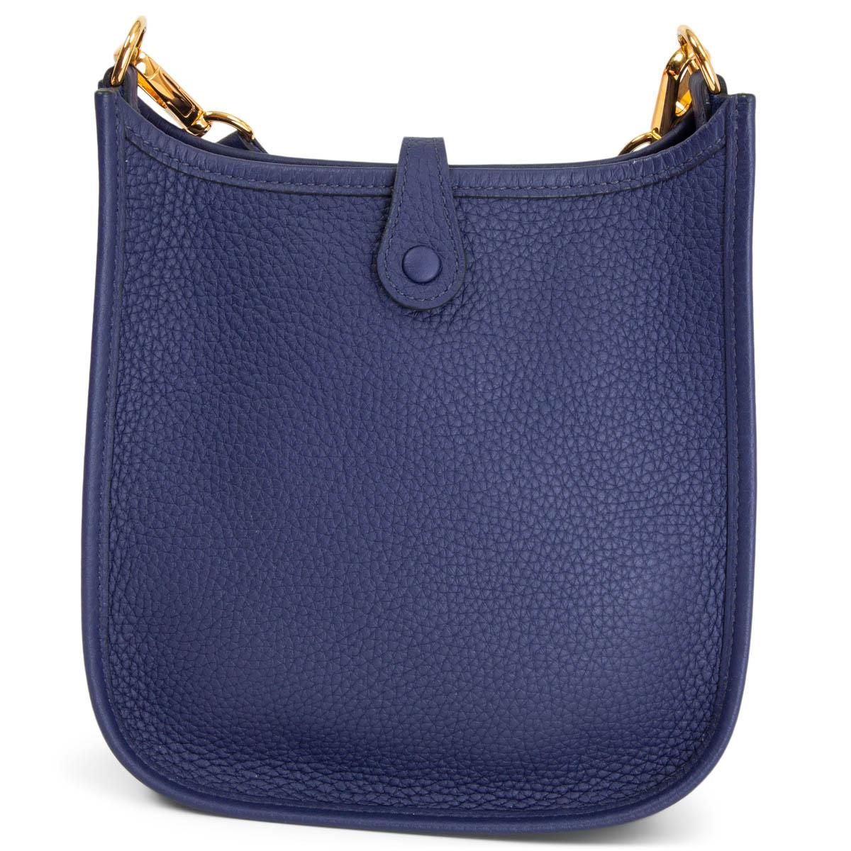 Blue HERMES Encre blue Clemence leather EVELYNE 16 TPM Crossbody Bag For Sale