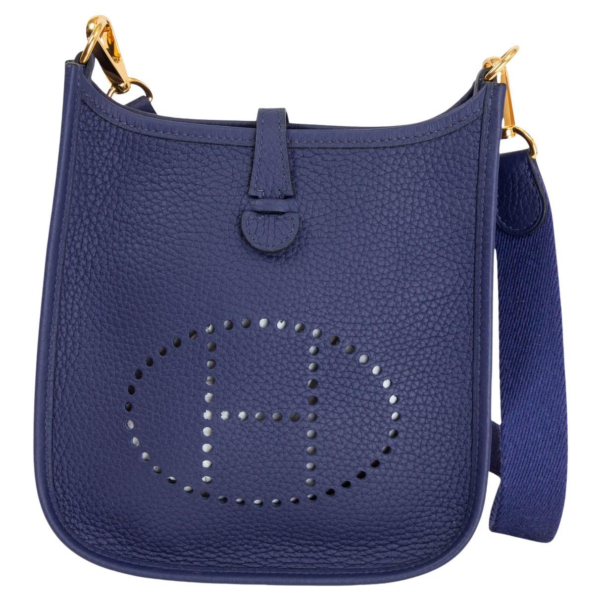 HERMES Encre blue Clemence leather EVELYNE 16 TPM Crossbody Bag