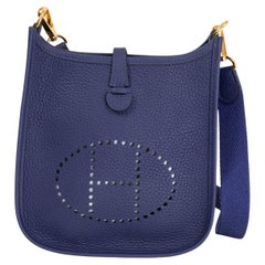 HERMES Encre blu Clemence pelle EVELYNE 16 TPM Borsa a tracolla