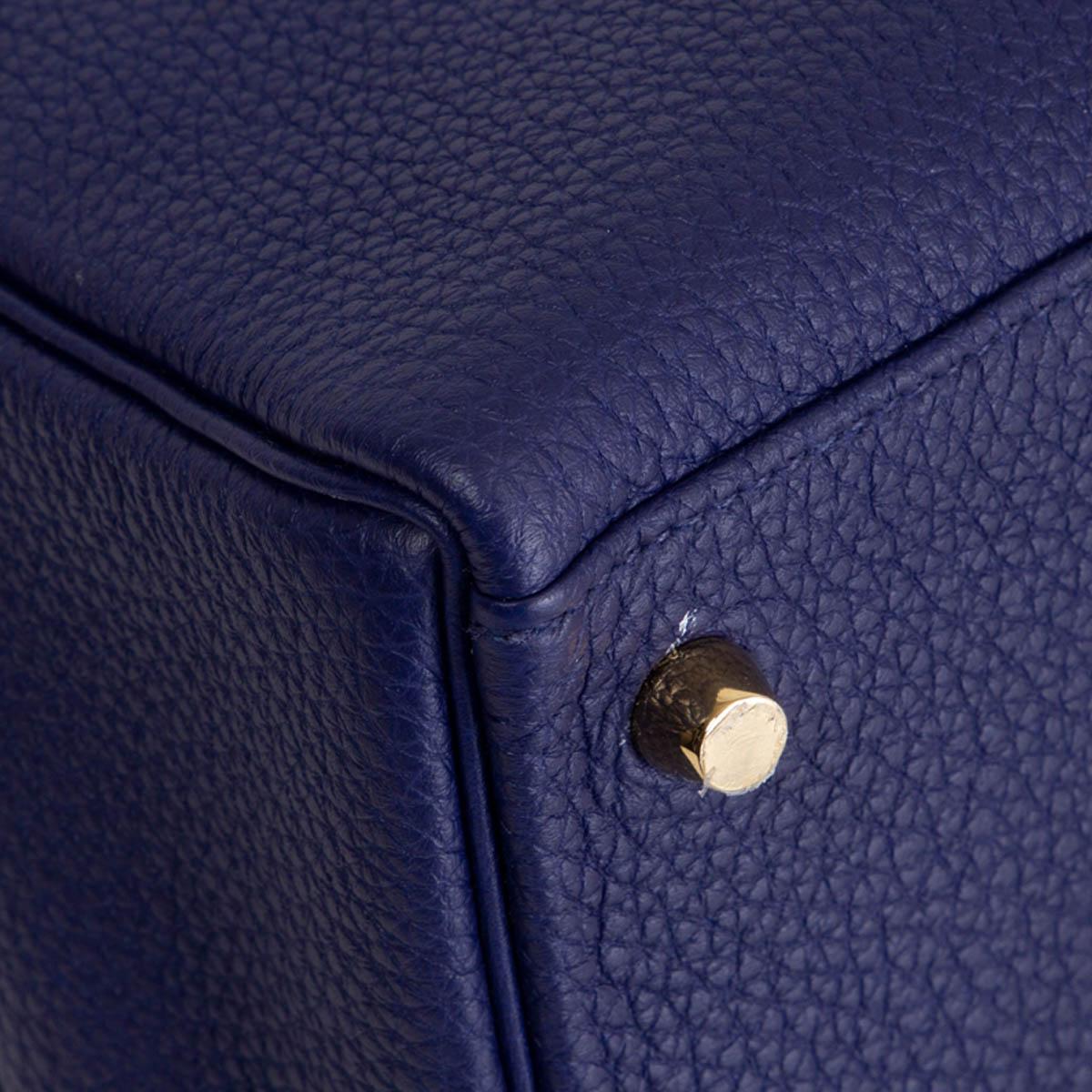 HERMES Encre blue Togo leather KELLY 35 RETOURNE Bag Gold For Sale 4