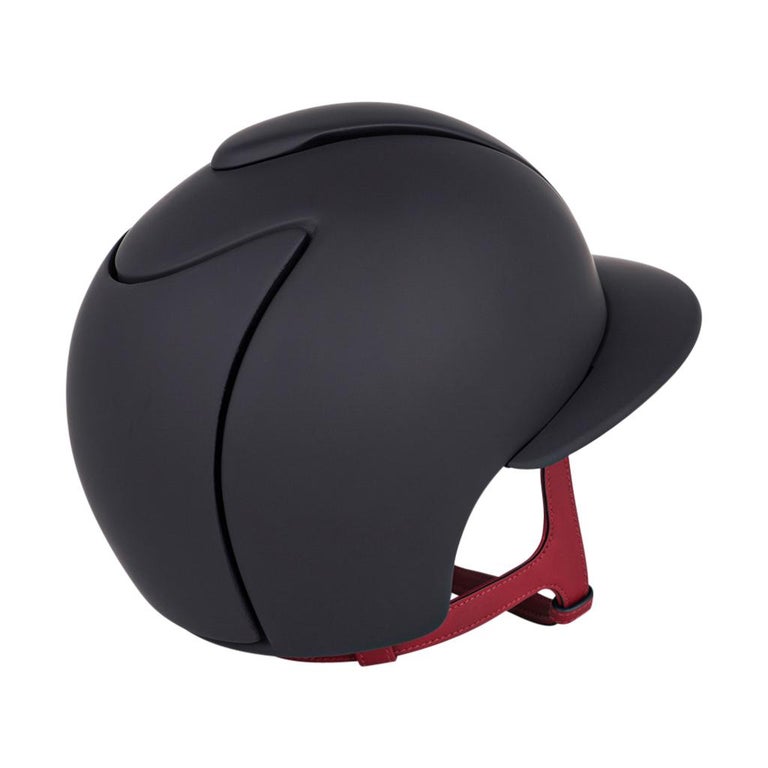 Hermès Eole Casque d'équitation Noir / Rouge H Strap 57 / 7/8 Nouveau w