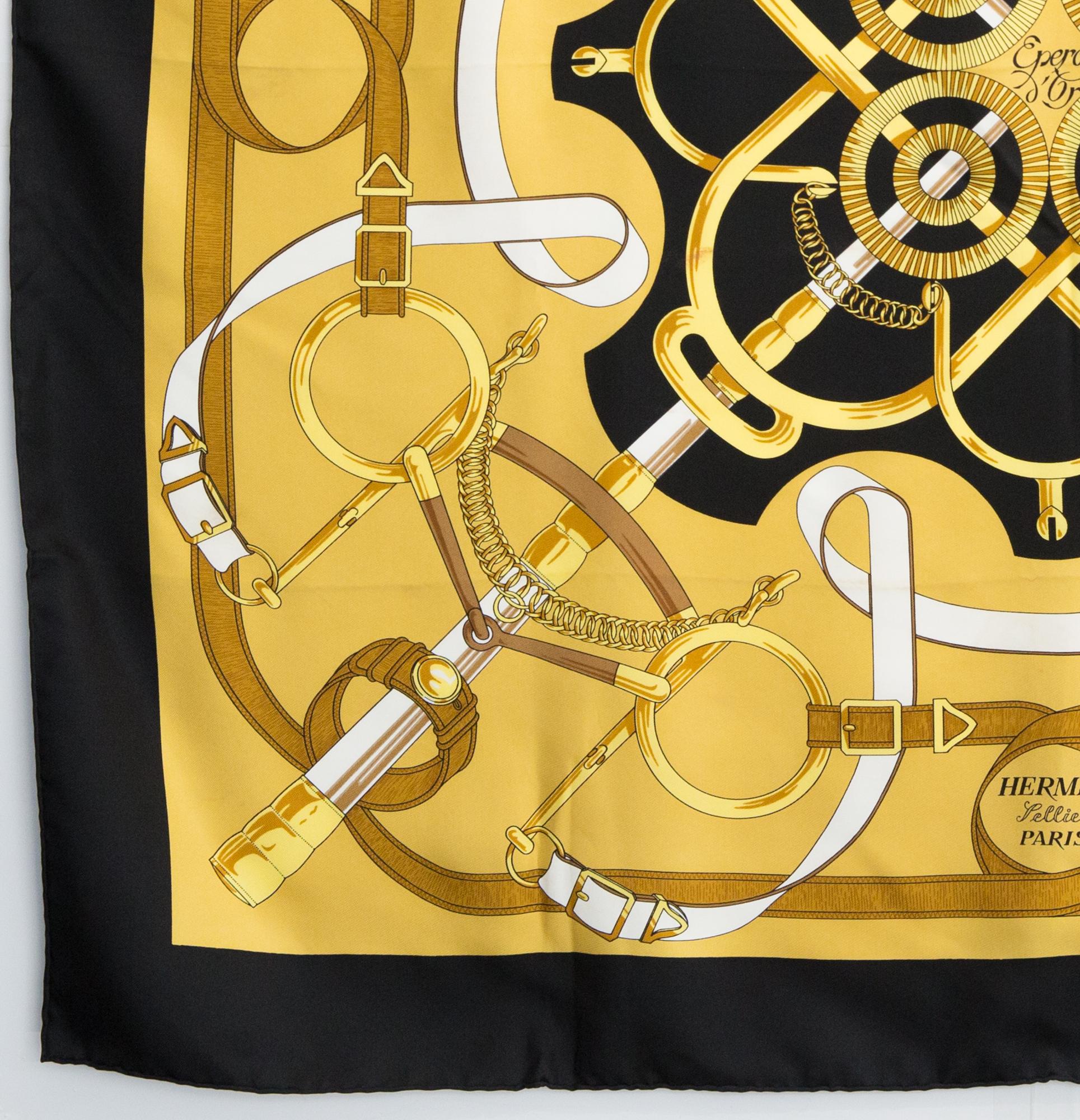 Hermes Eperon d Or by H d Origny Silk Scarf In Good Condition For Sale In Paris, FR