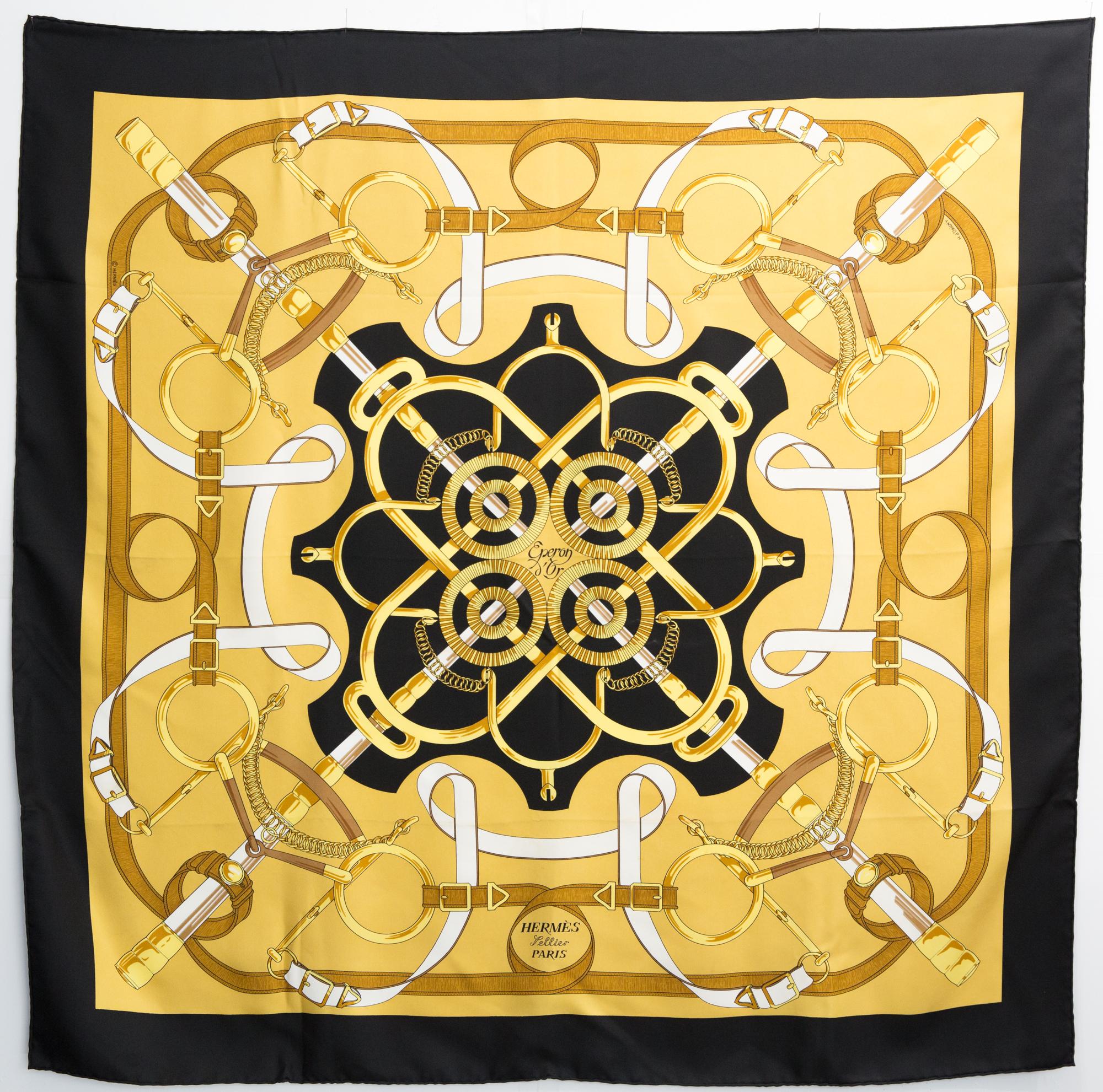 Hermes Eperon d Or by H d Origny Silk Scarf For Sale 1