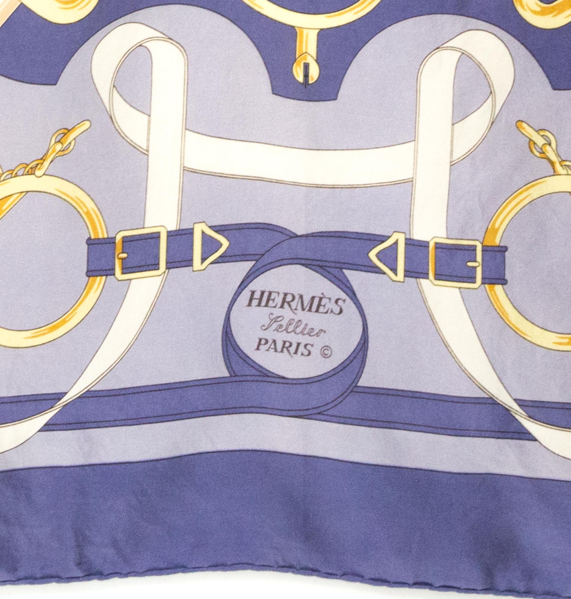 Hermes «Eperon d’Or» by Henri d Origny Silk Scarf For Sale 2