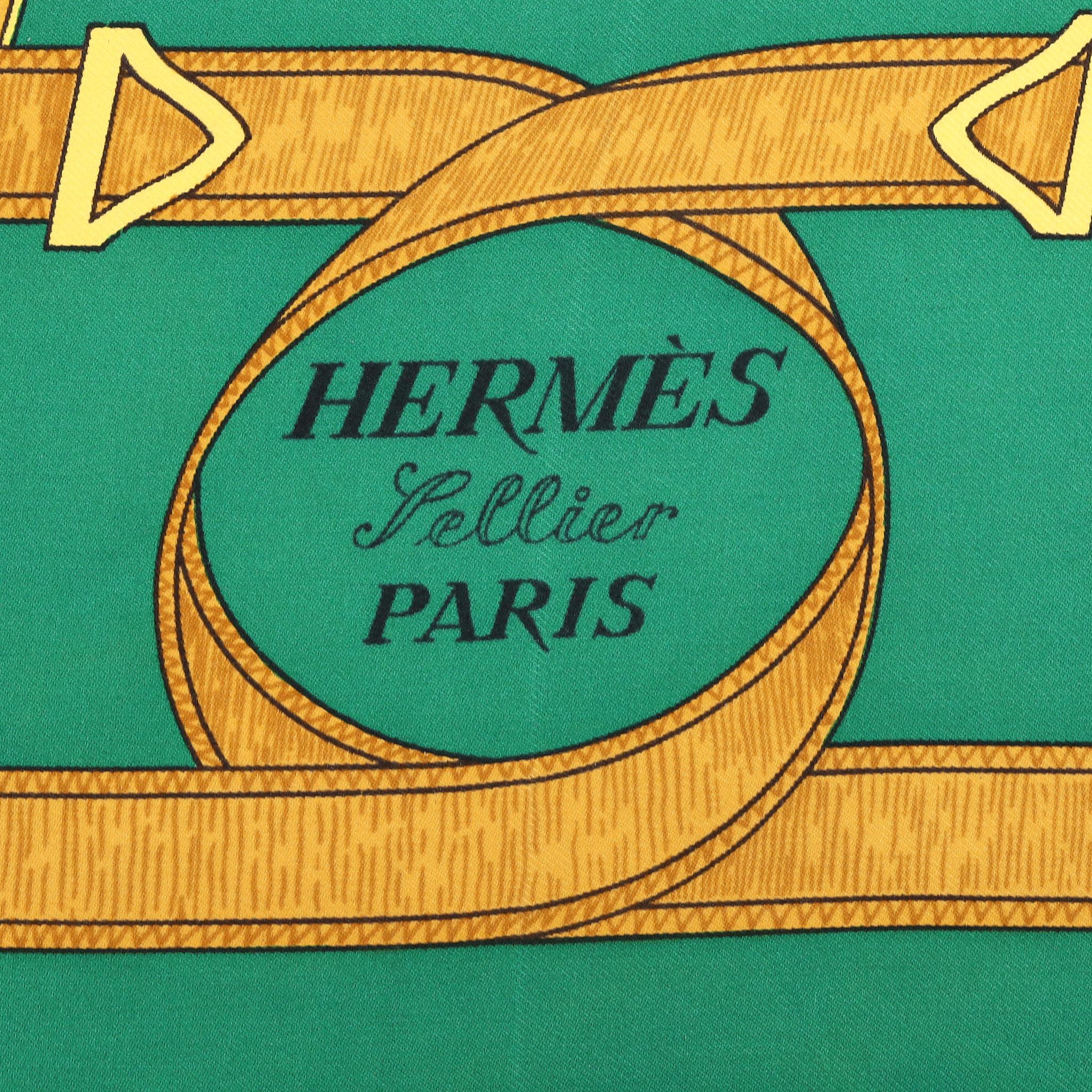 Hermes Eperon D'Or Silk Twill Scarf In Good Condition For Sale In London, GB