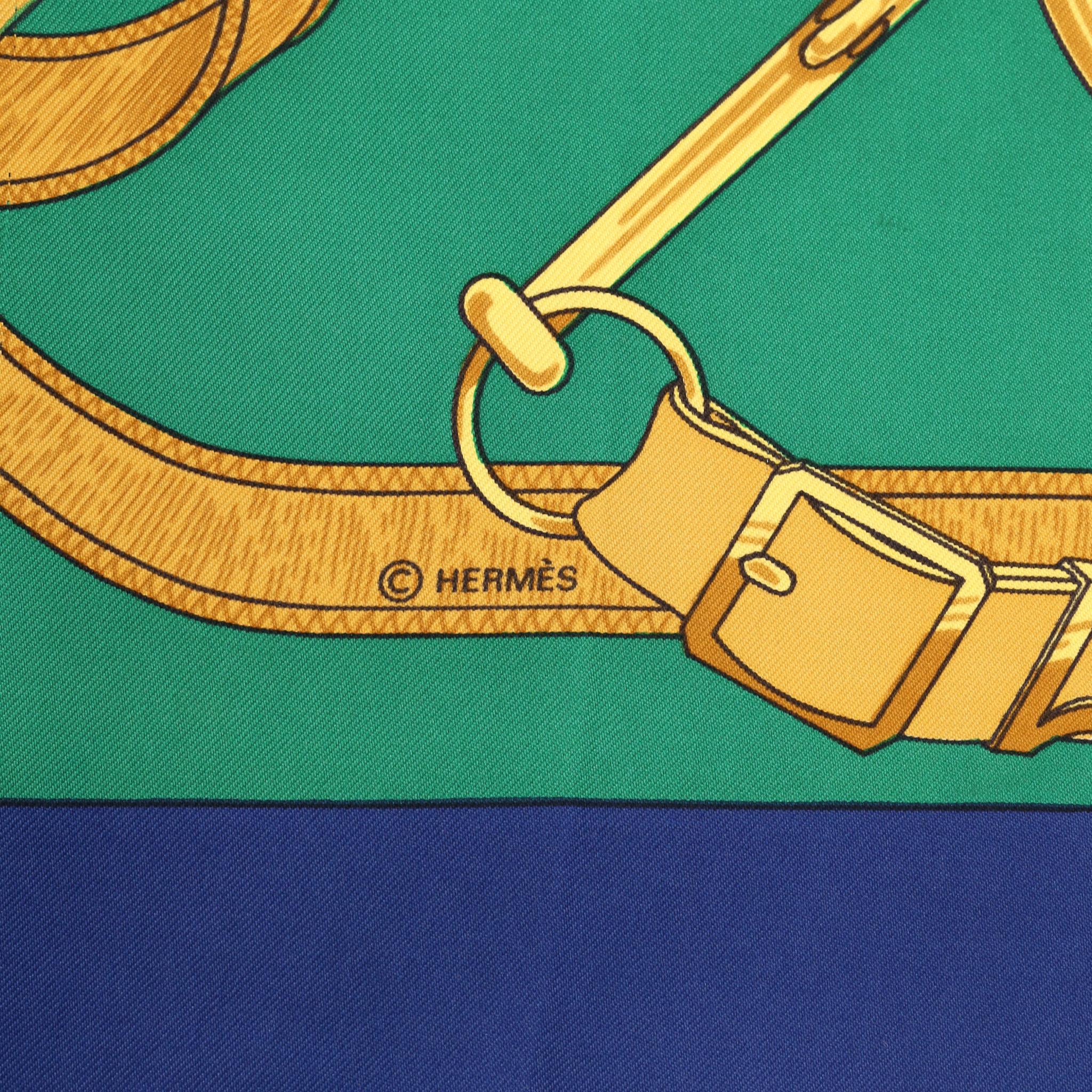 Hermes Eperon D'Or Silk Twill Scarf For Sale 1
