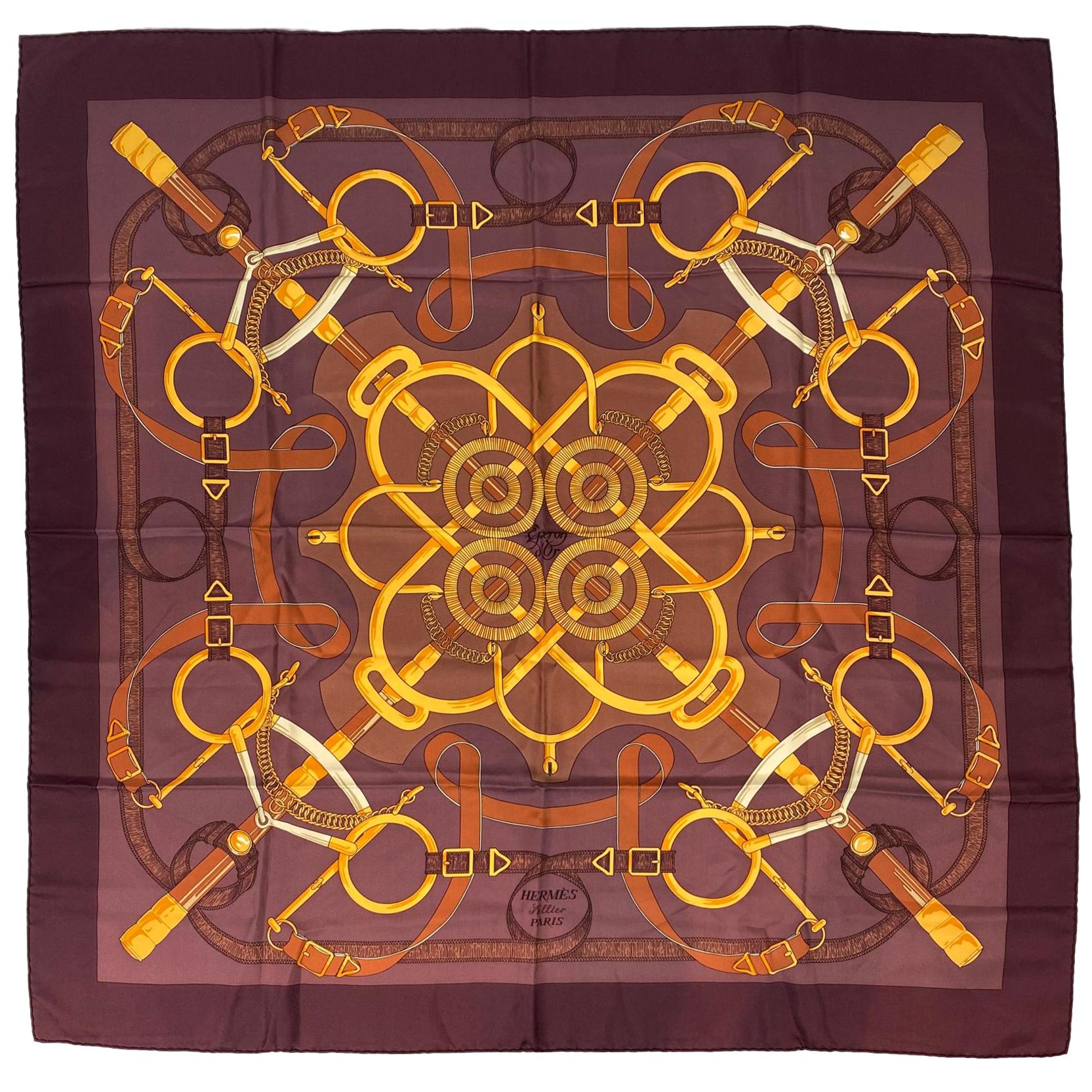 Hermès "Eperon d'Or" Twill Silk Scarf by Henri d'Origny, circa 1991.