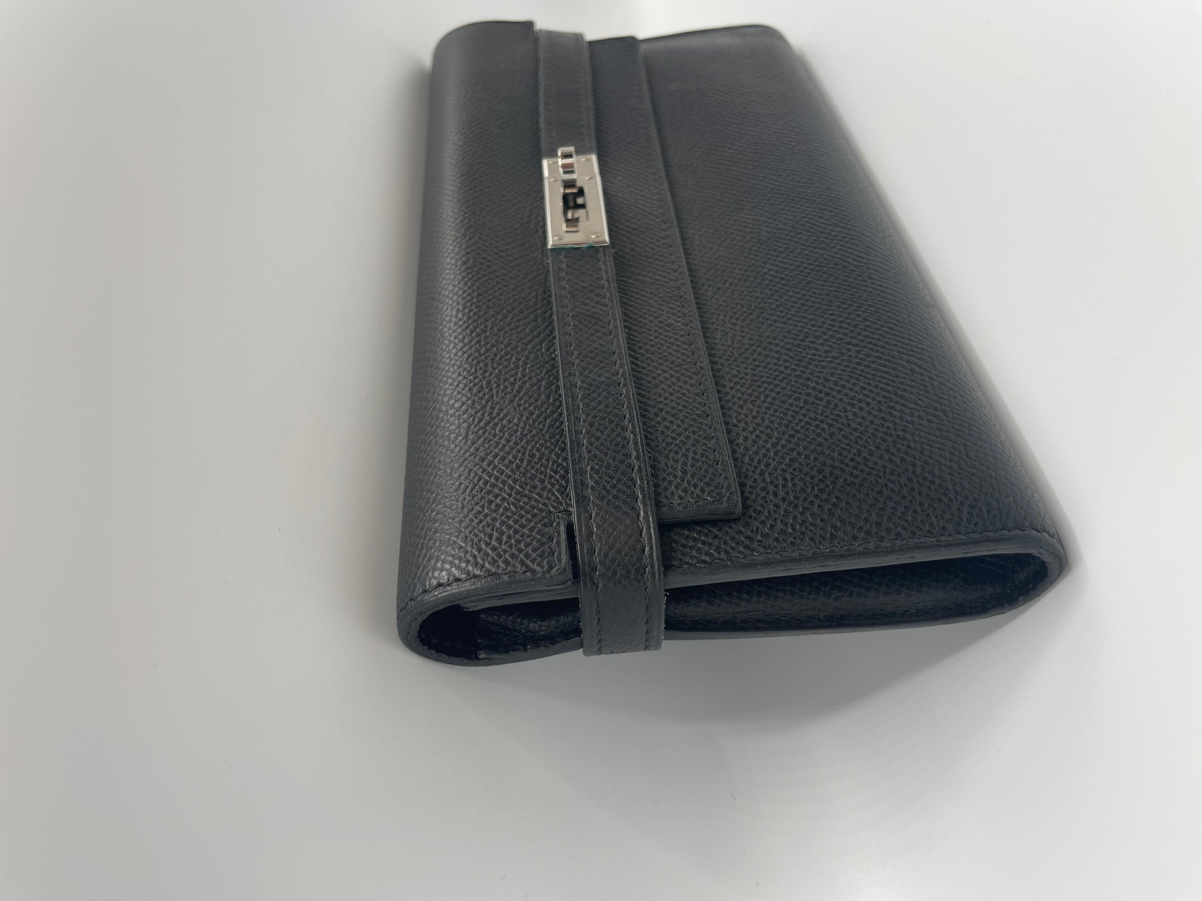 Hermès Epsom Schwarz Kelly Brieftasche  im Angebot 11