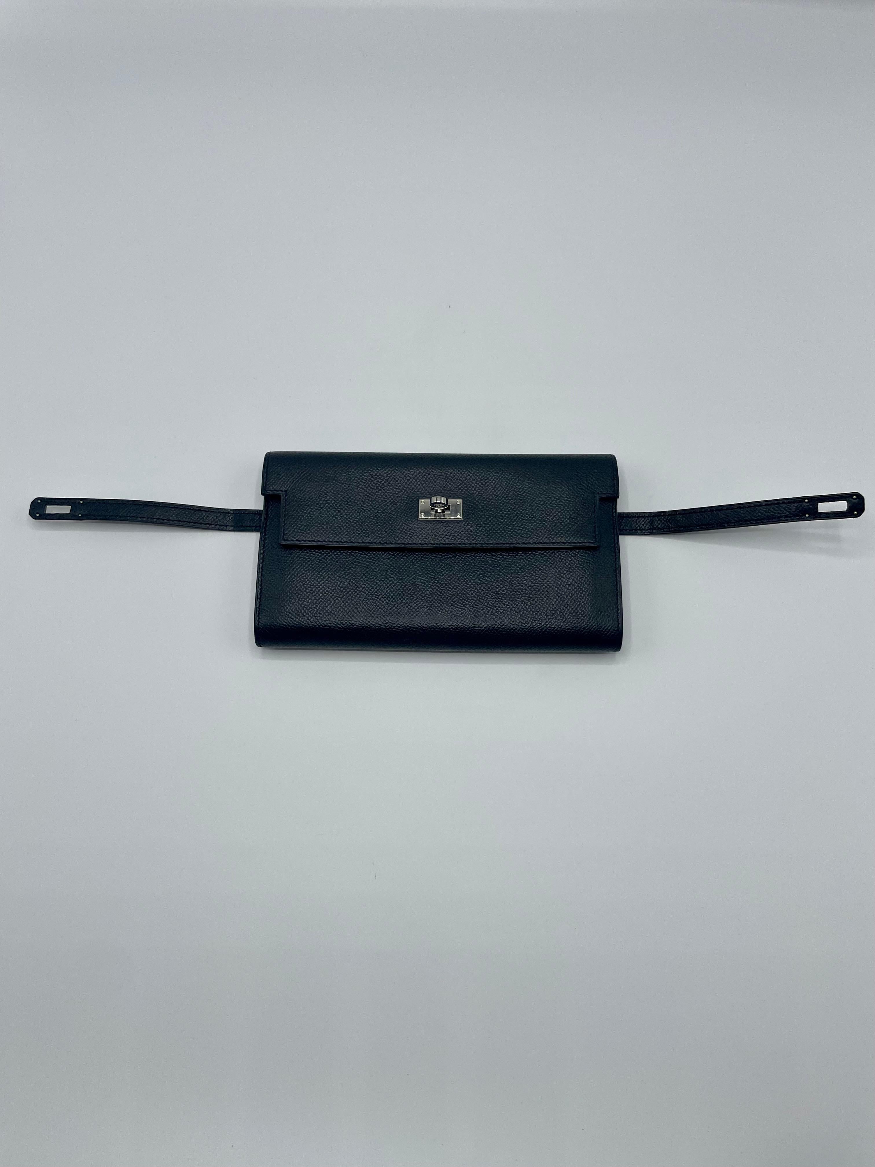 Hermès Epsom Schwarz Kelly Brieftasche  im Angebot 1