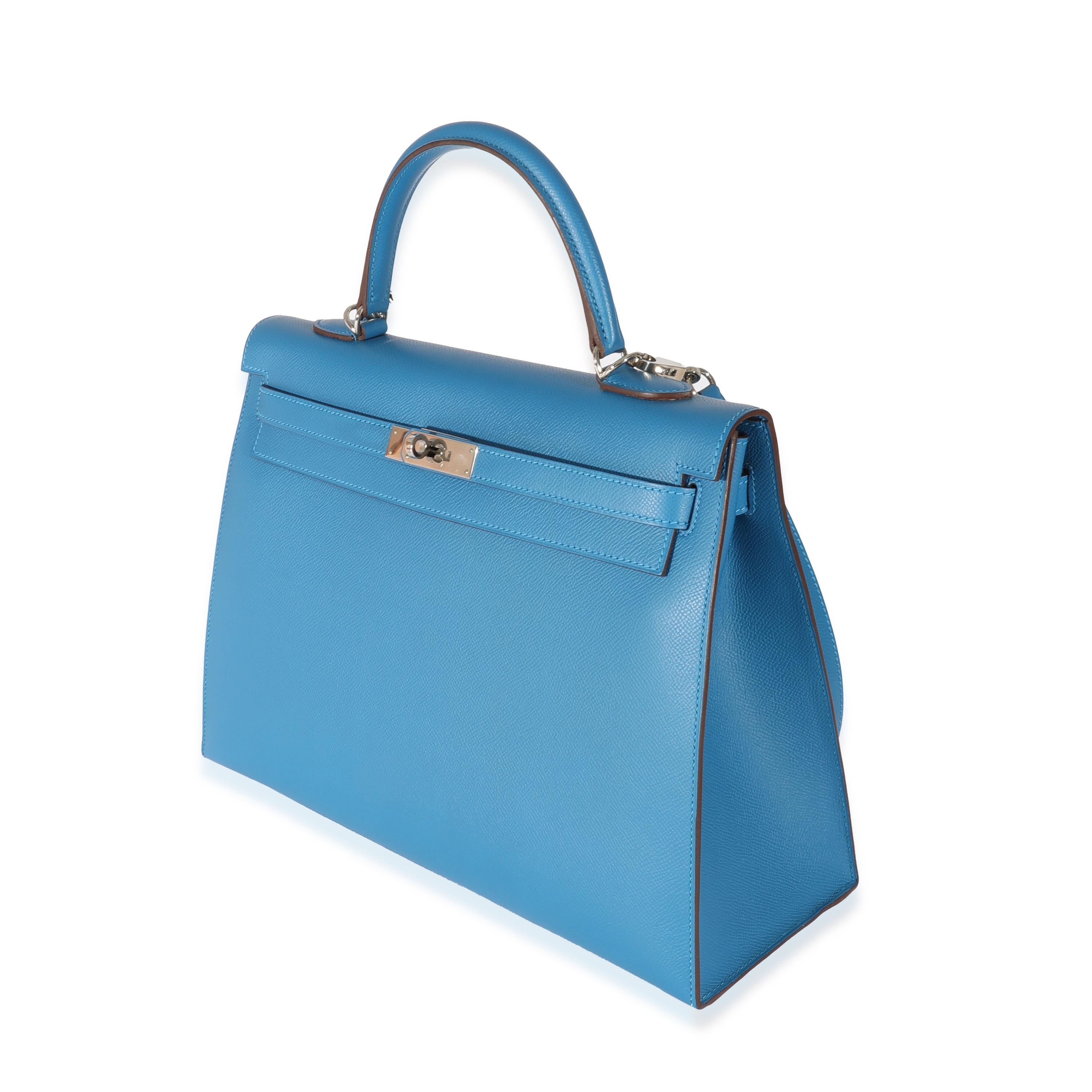  Hermès - Sac Kelly 35 PHW Epsom Bleu Izmir Sellier Pour femmes 