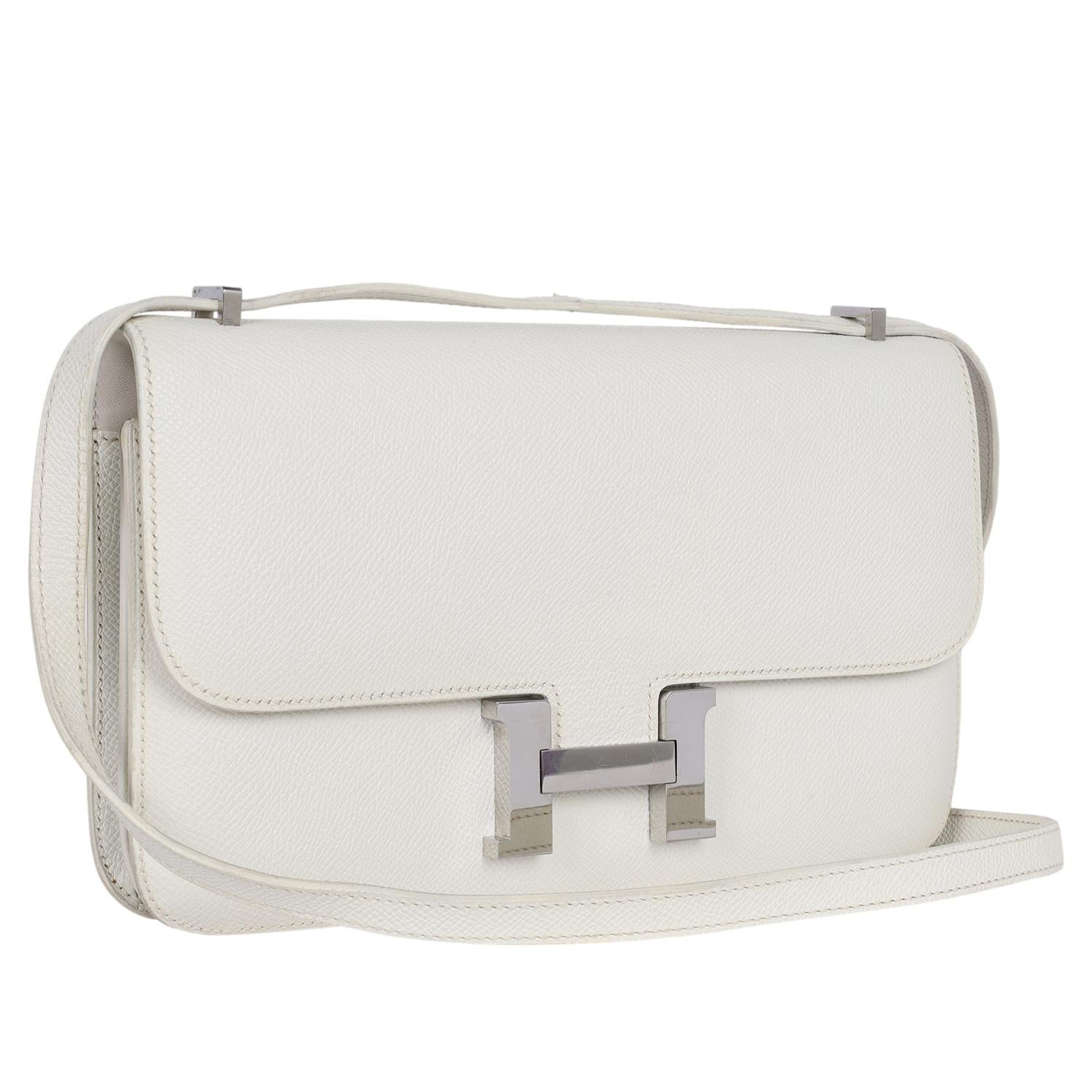 Gris HERMES Epsom Constance Elan 25 White en vente