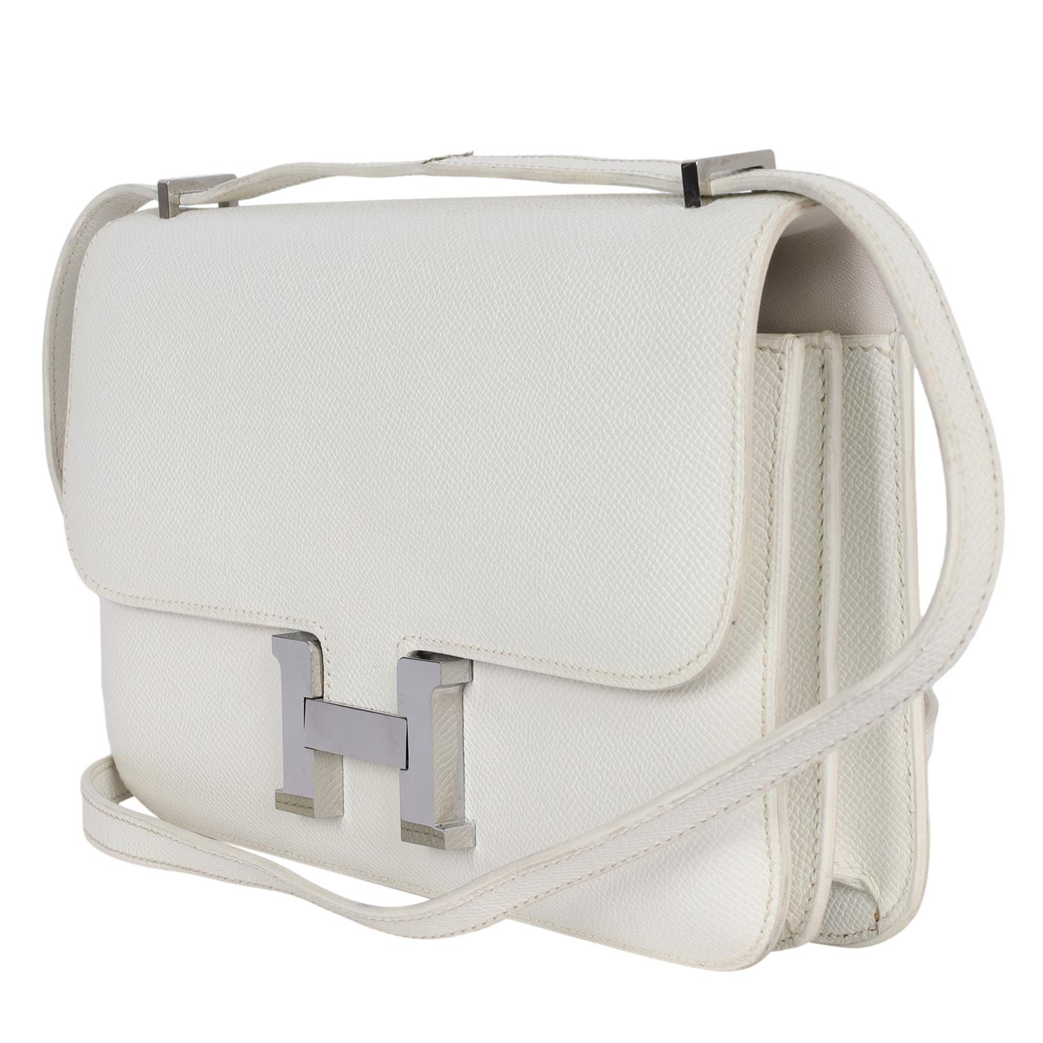 HERMES Epsom Constance Elan 25 White Pour femmes en vente