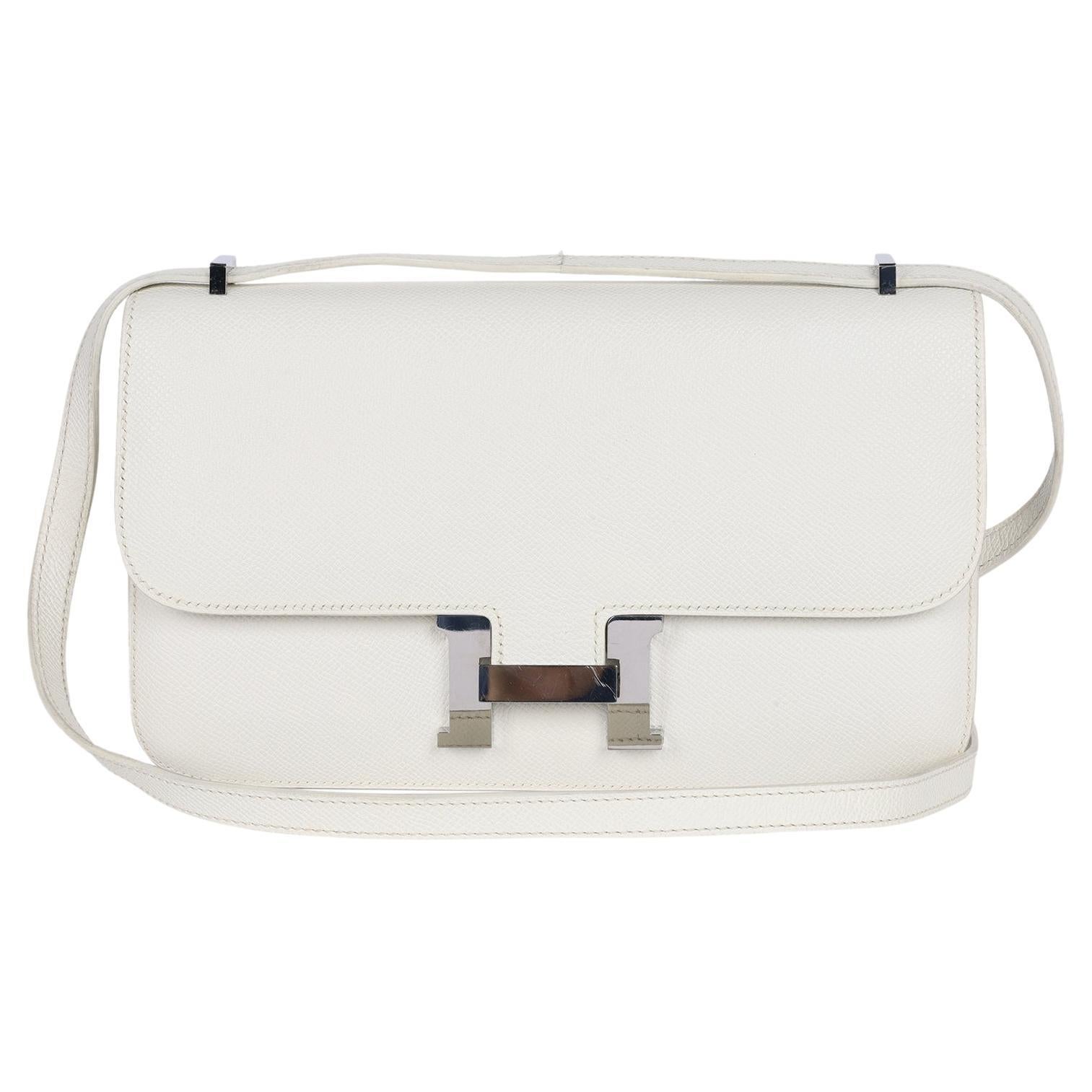 Hermès Epsom Constance Elan 25 White Leather Shoulder Bag for Women