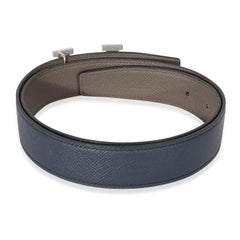 Hermès Epsom Etain Bleu De Prusse H Guilloche Belt 80