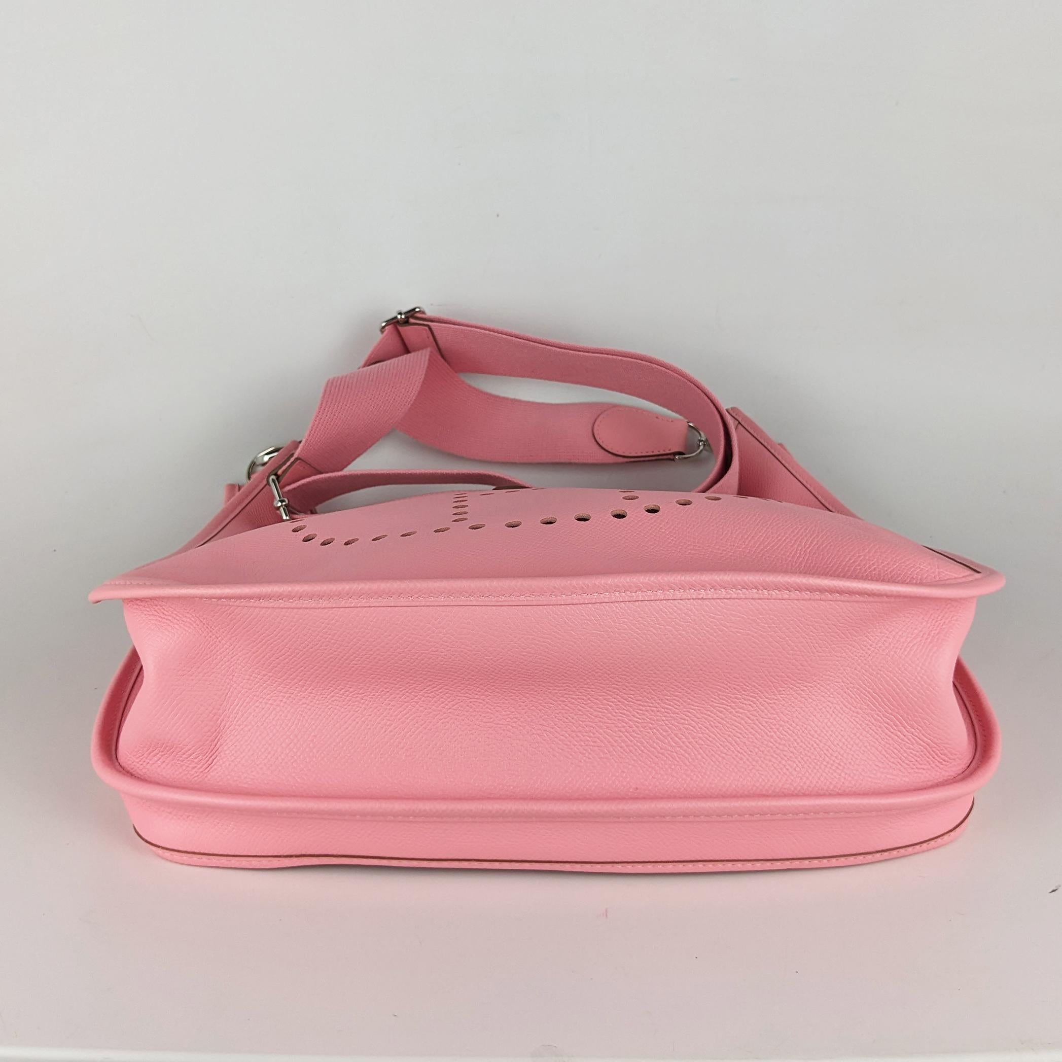  Hermes Evelyne III GM Rose Confetti Pink Crossbody Bag Pour femmes 