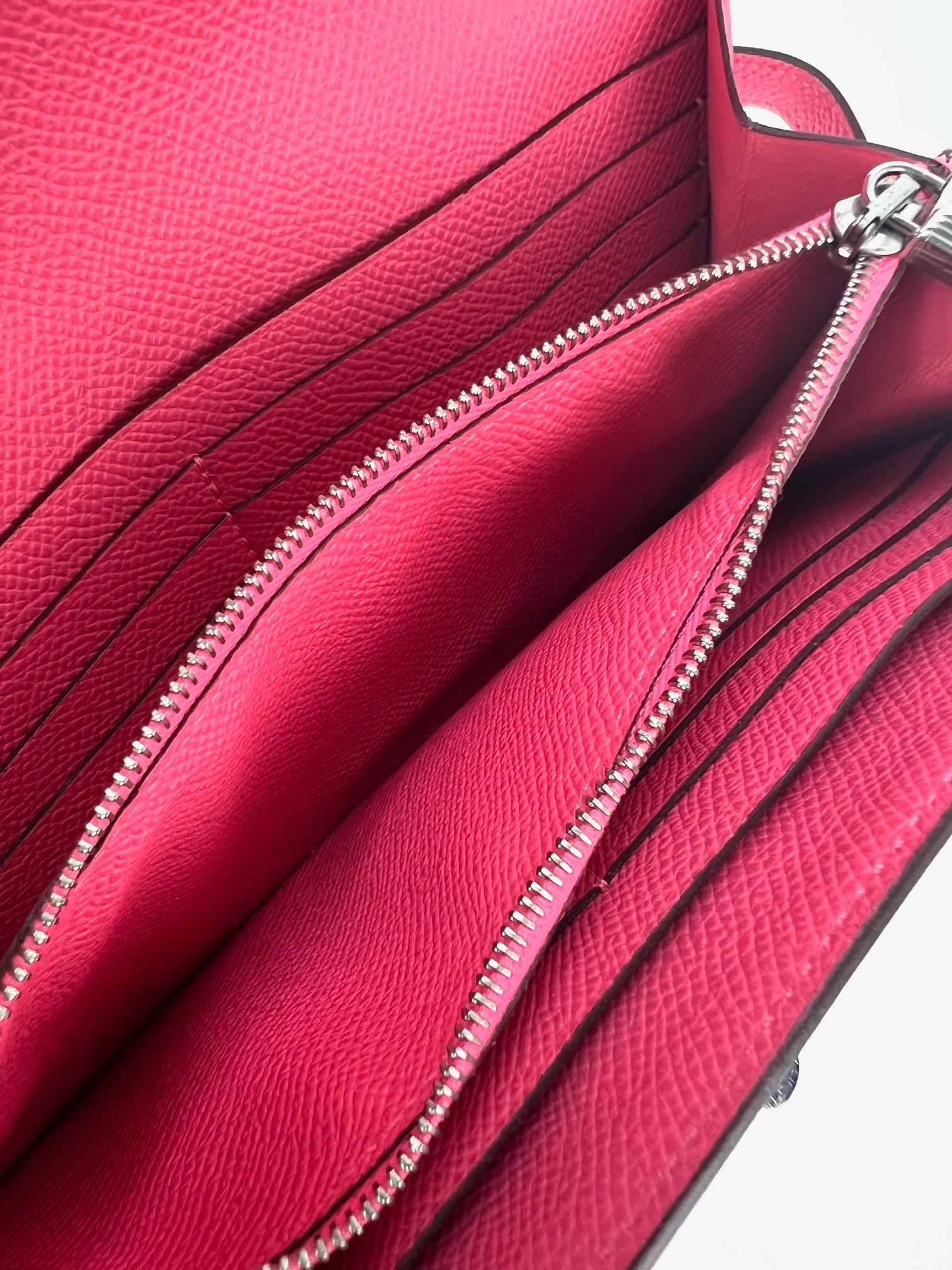 HERMES Epsom Kelly Longue Rose Azalee Wallet 8