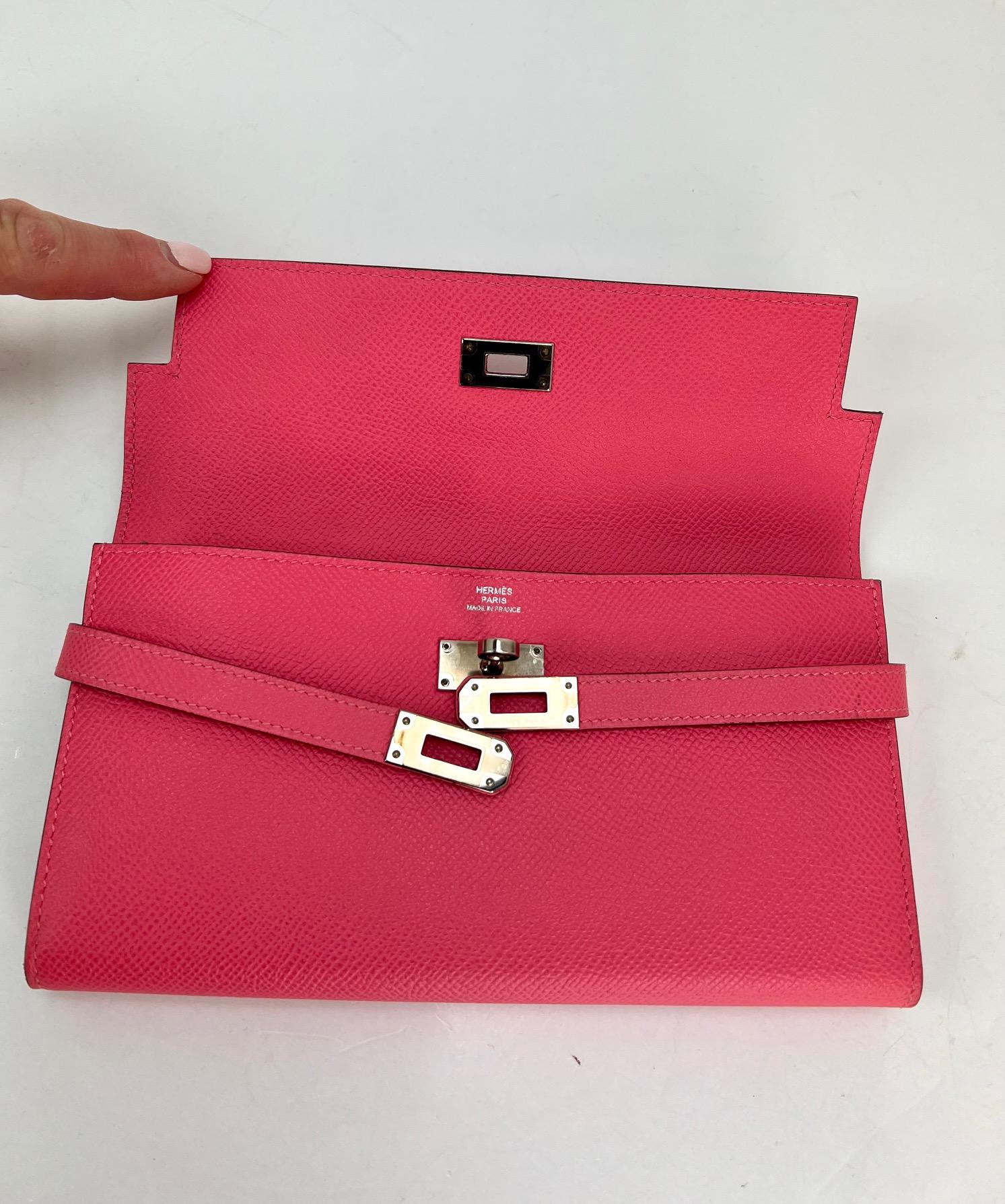 HERMES Epsom Kelly Longue Rose Azalee Wallet 1