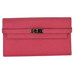 HERMES Epsom Kelly Longue Rose Azalee Wallet