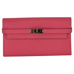 HERMES Epsom Kelly Longue Rose Azalee Portefeuille  