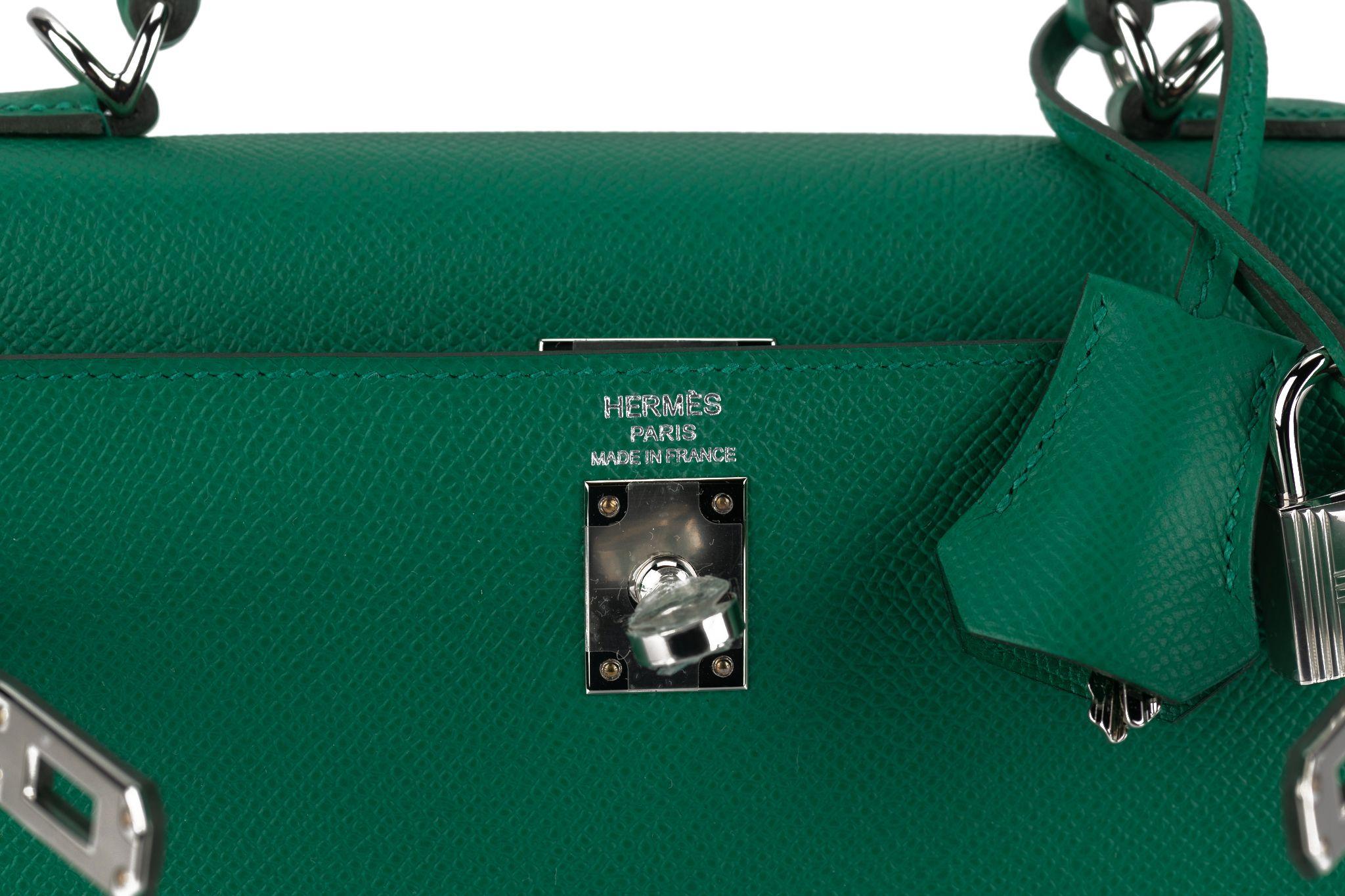 Hermès Epsom Kelly Sellier 25 Vert Jade im Angebot 6