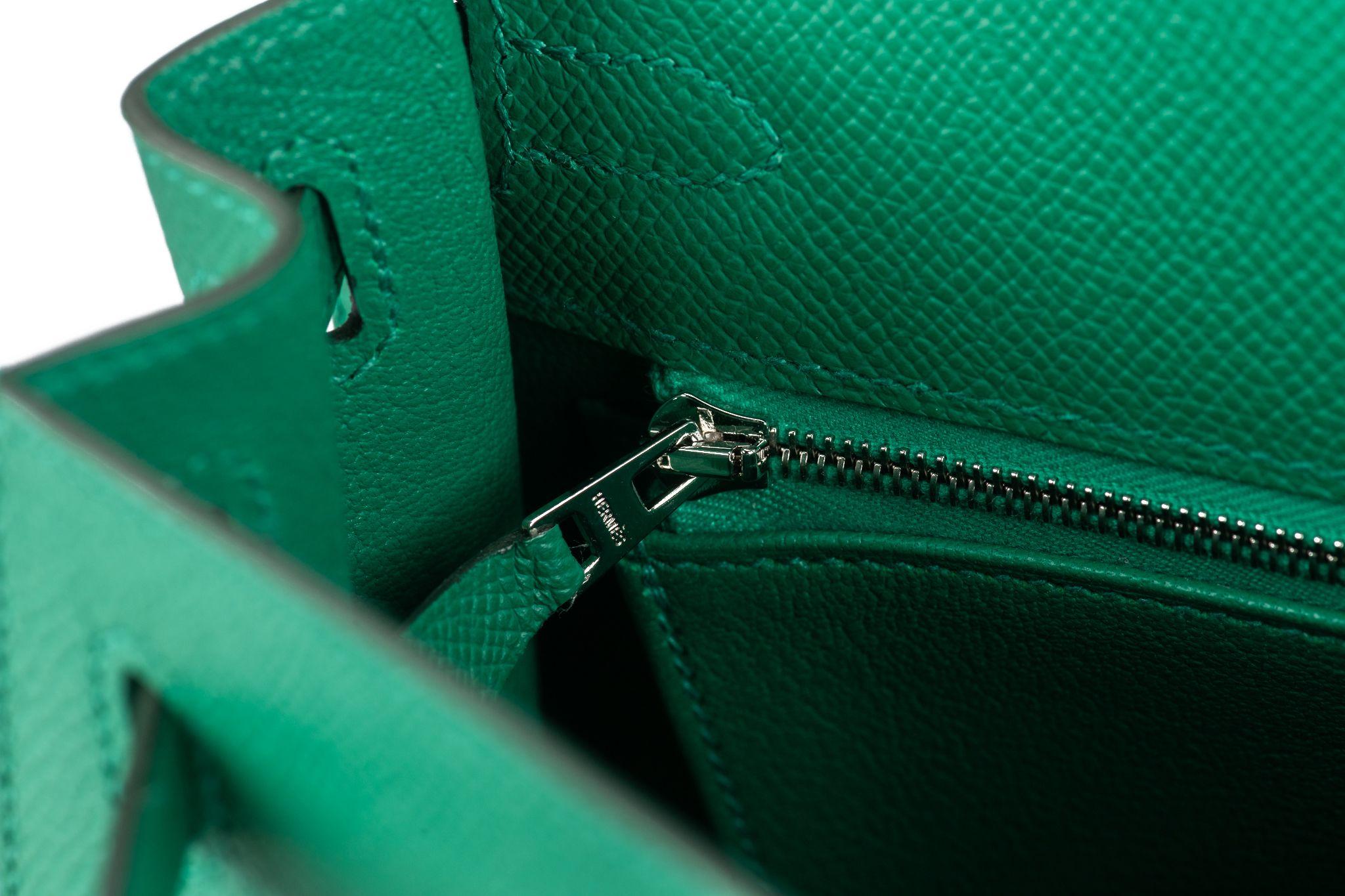 Hermès Epsom Kelly Sellier 25 Vert Jade im Angebot 7
