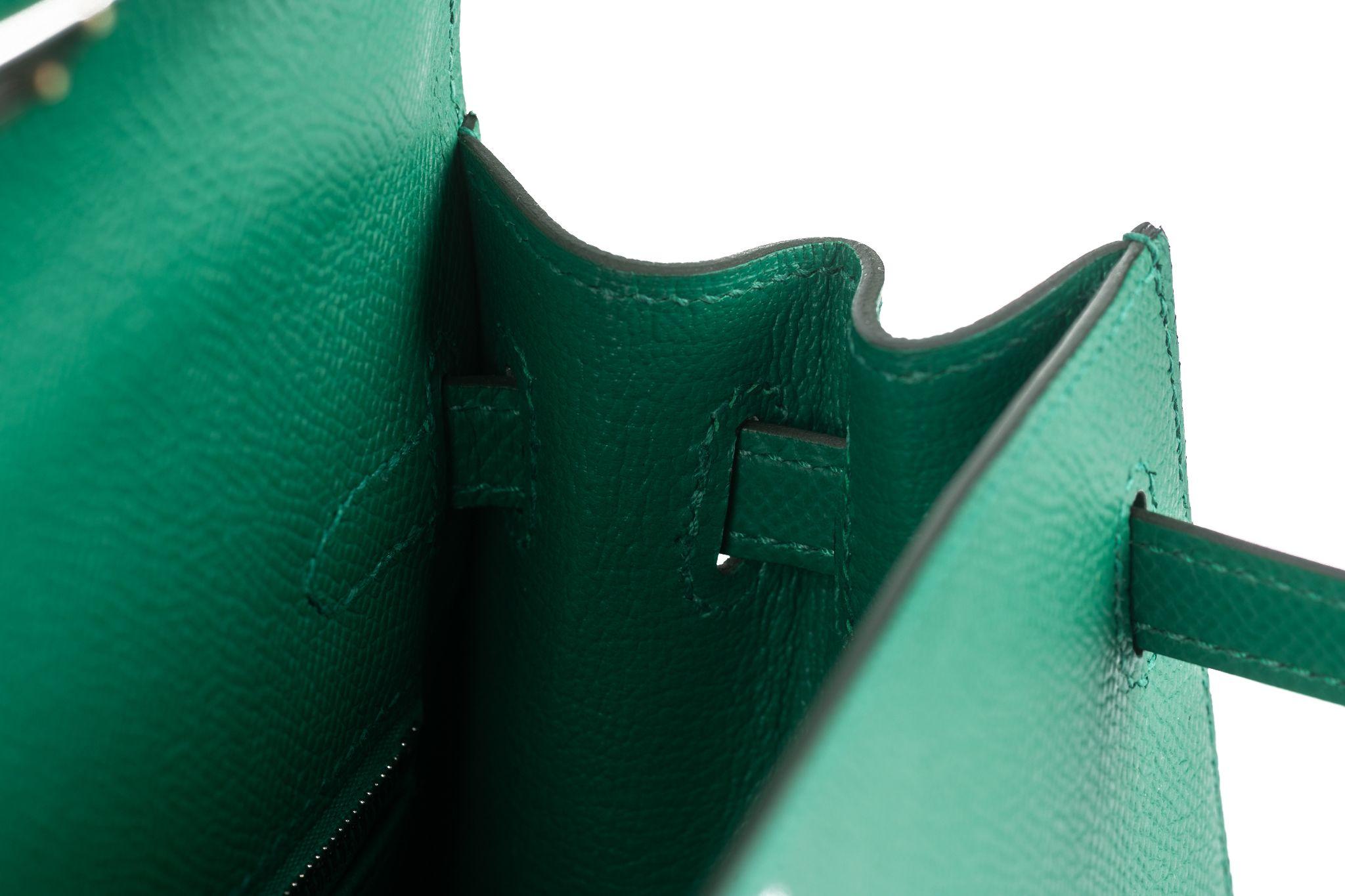 Hermès Epsom Kelly Sellier 25 Vert Jade im Angebot 9