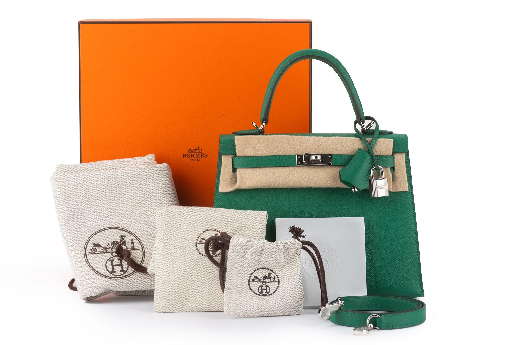 Hermès Epsom Kelly Sellier 25 Vert Jade im Angebot 13