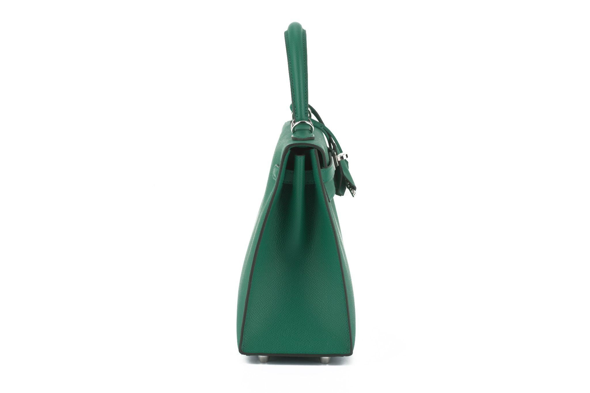 Hermès Epsom Kelly Sellier 25 Vert Jade Damen im Angebot
