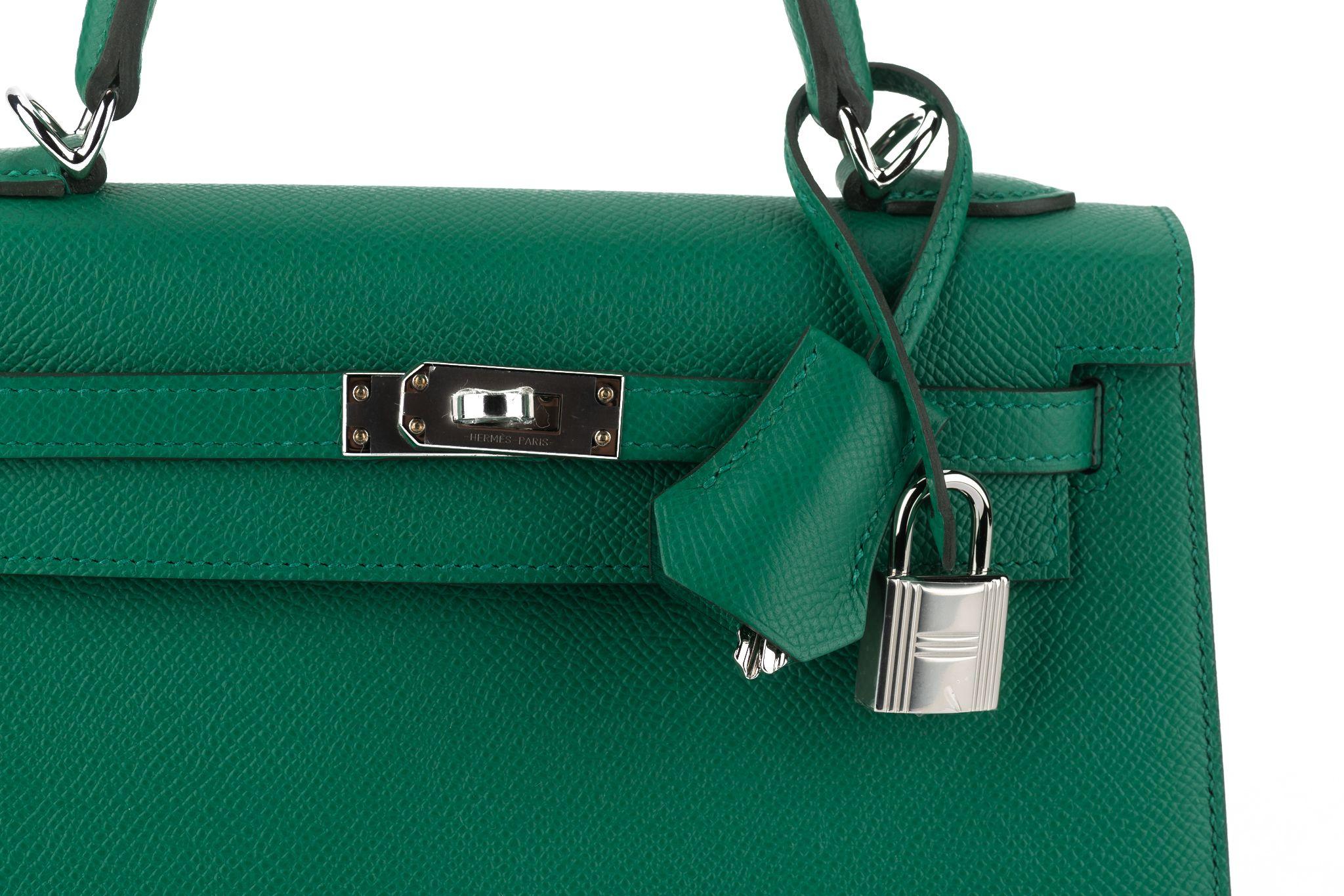 Hermès Epsom Kelly Sellier 25 Vert Jade im Angebot 3