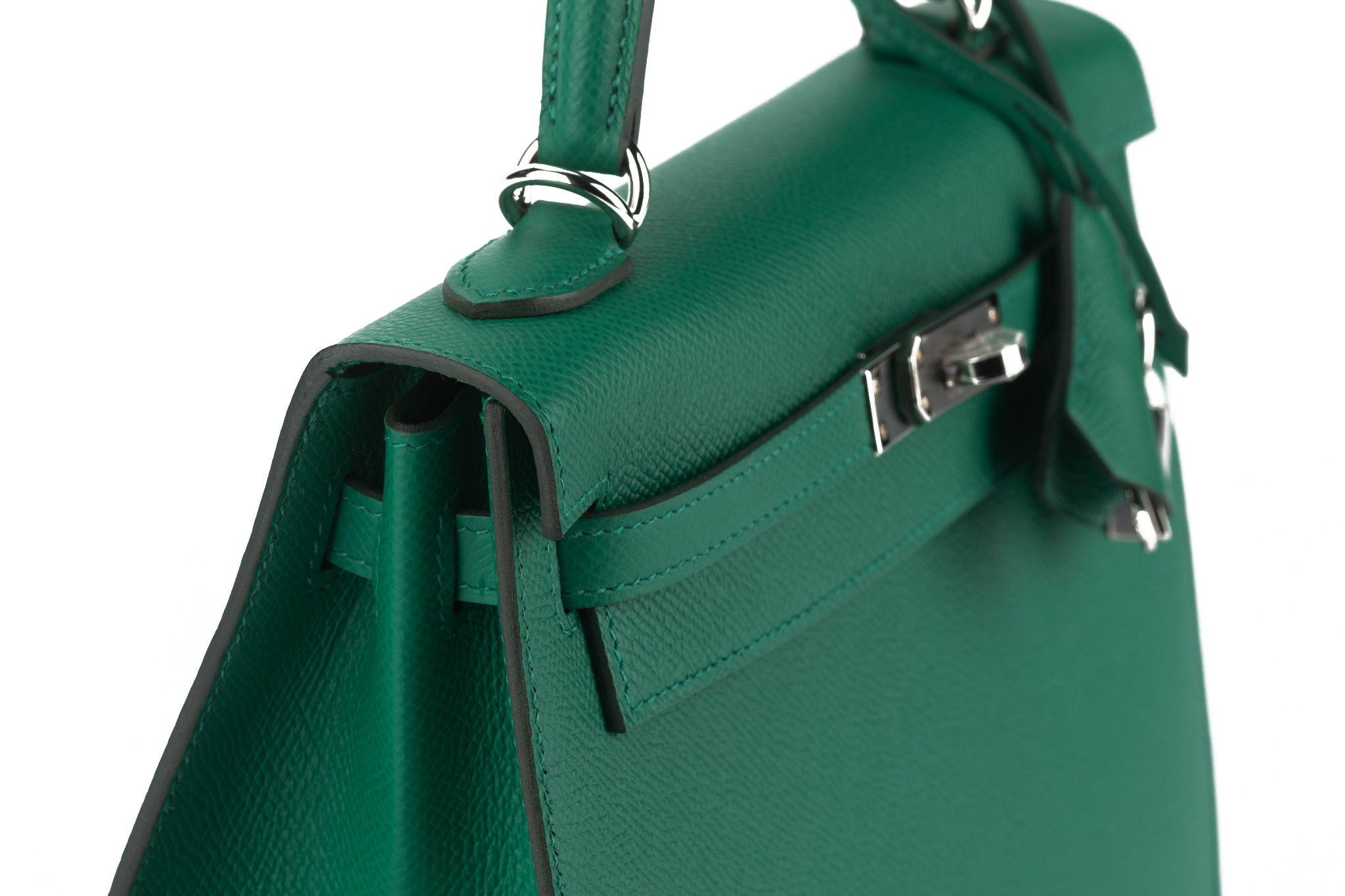 Hermès Epsom Kelly Sellier 25 Vert Jade im Angebot 4