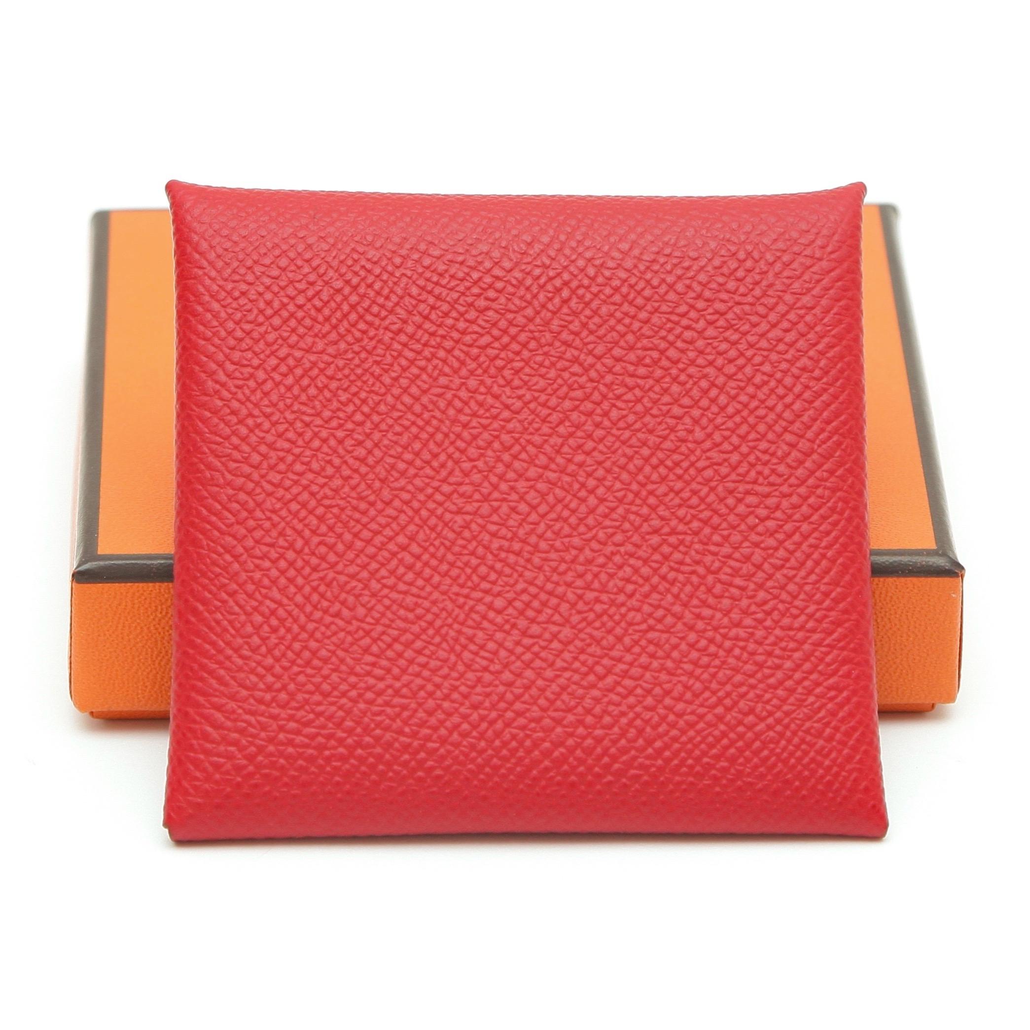 GUARANTEED AUTHENTIC HERMES ROUGE CASAQUE BASTIA COIN PURSE


Details:
- Red rouge casque epsom leather.
- Snap closure.
- Interior roomy for coins. 
- Signature printed inside.
- Comes with box.
- Inside craftsman code is not shown closely due to