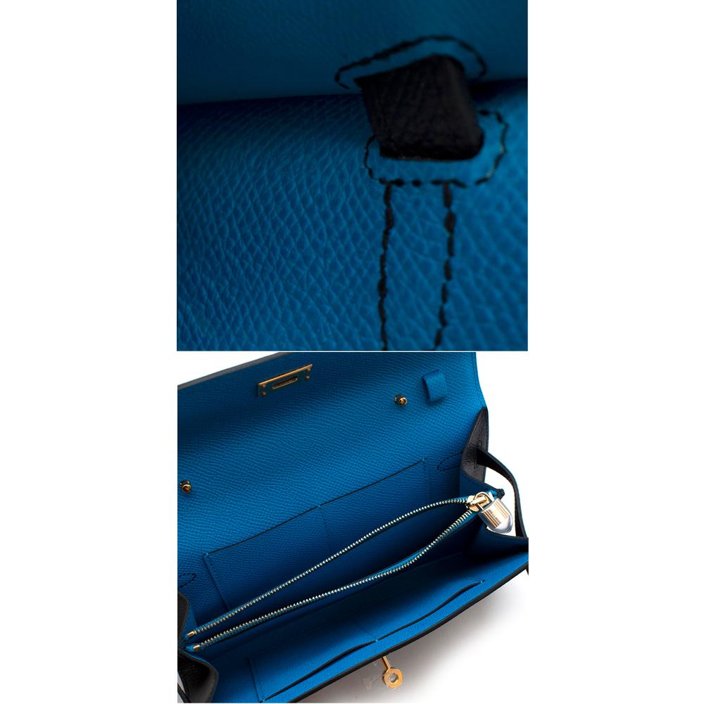 Hermes Epsom Leather Bleu Indigo/Frida/Noir Kelly To Go Wallet GHW 2