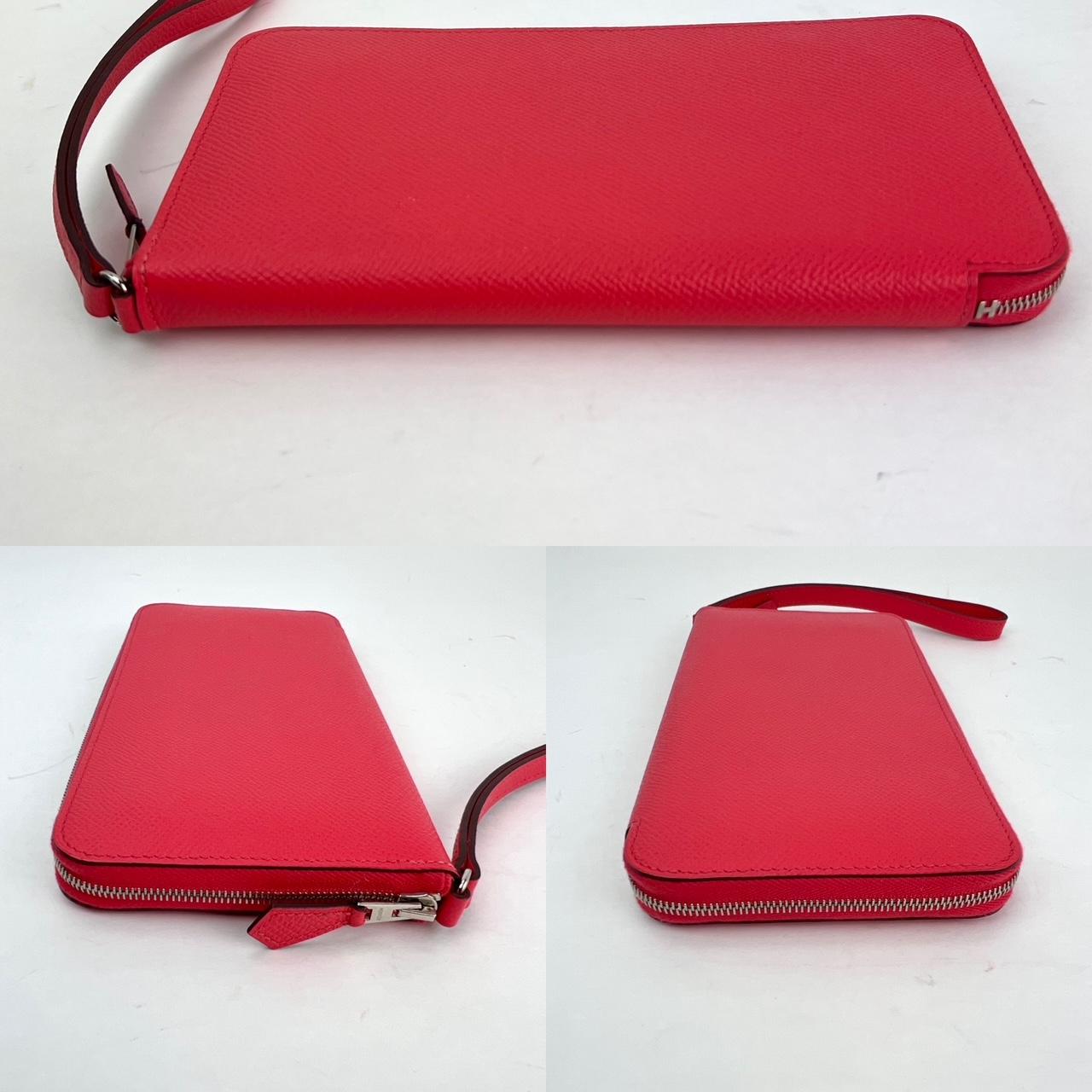 Hermes Epsom Lucky Wrist Azap Leather Pink Red Wallet For Sale 2