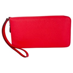 Cartera Hermes Epsom Lucky Wrist Azap Piel Rosa Rojo