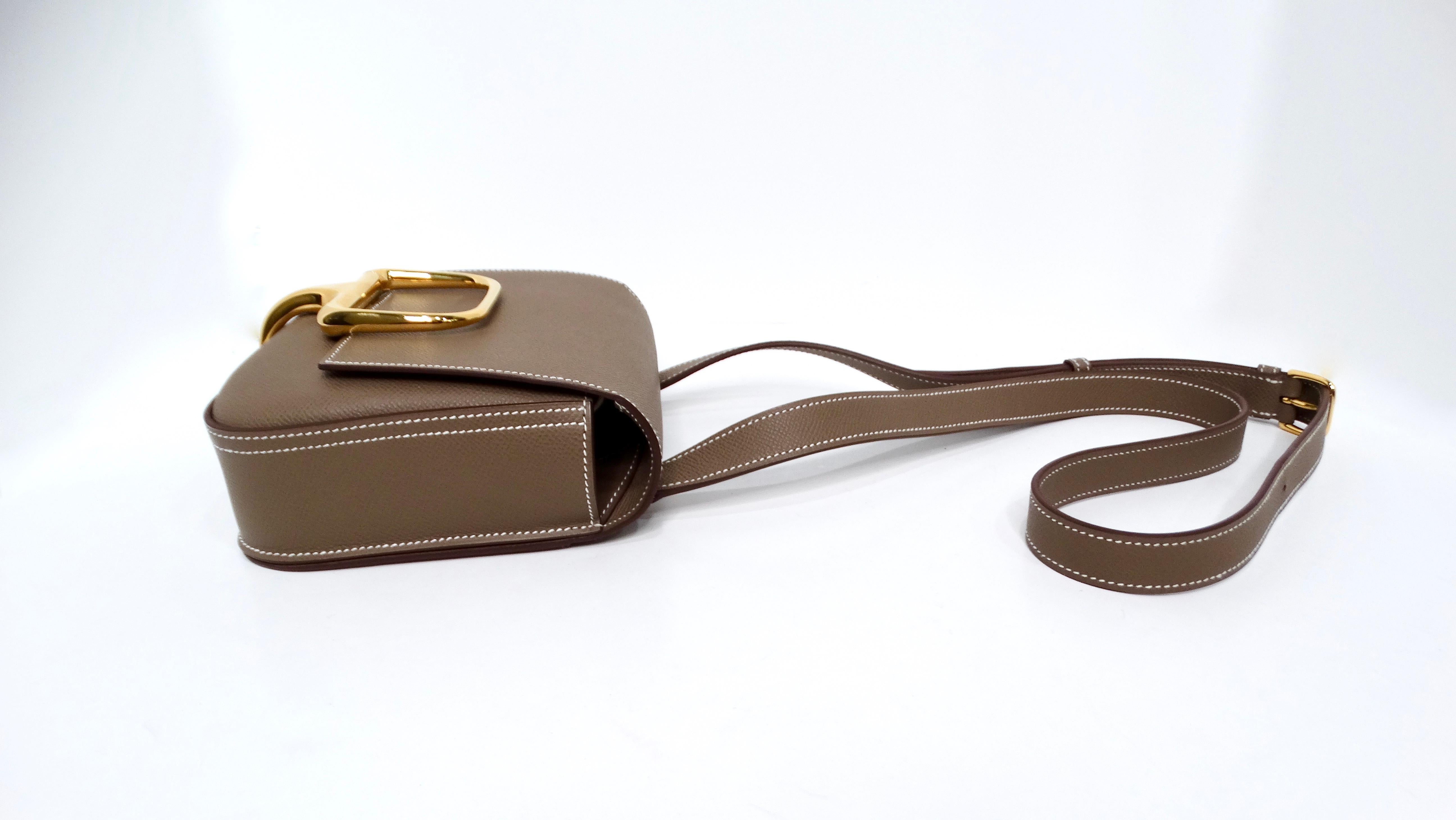 Hermes Epsom Mini Della Cavalleria Eutoupe Crossbody Bag In Good Condition In Scottsdale, AZ