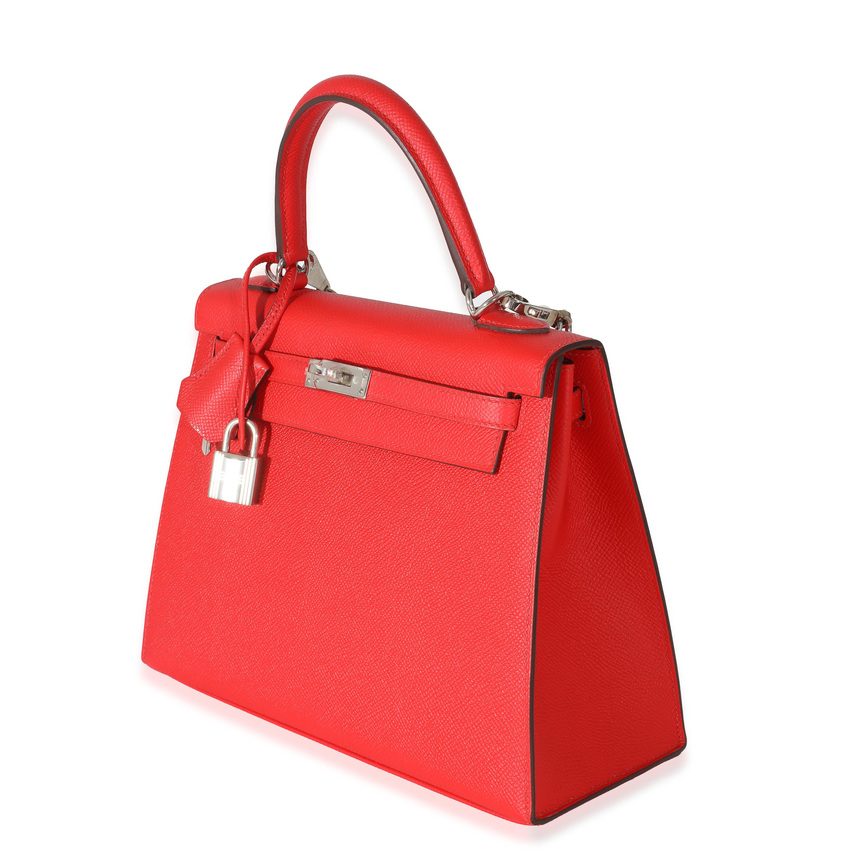 Red Hermès Epsom Rouge Casaque Kelly Sellier 25 PHW For Sale