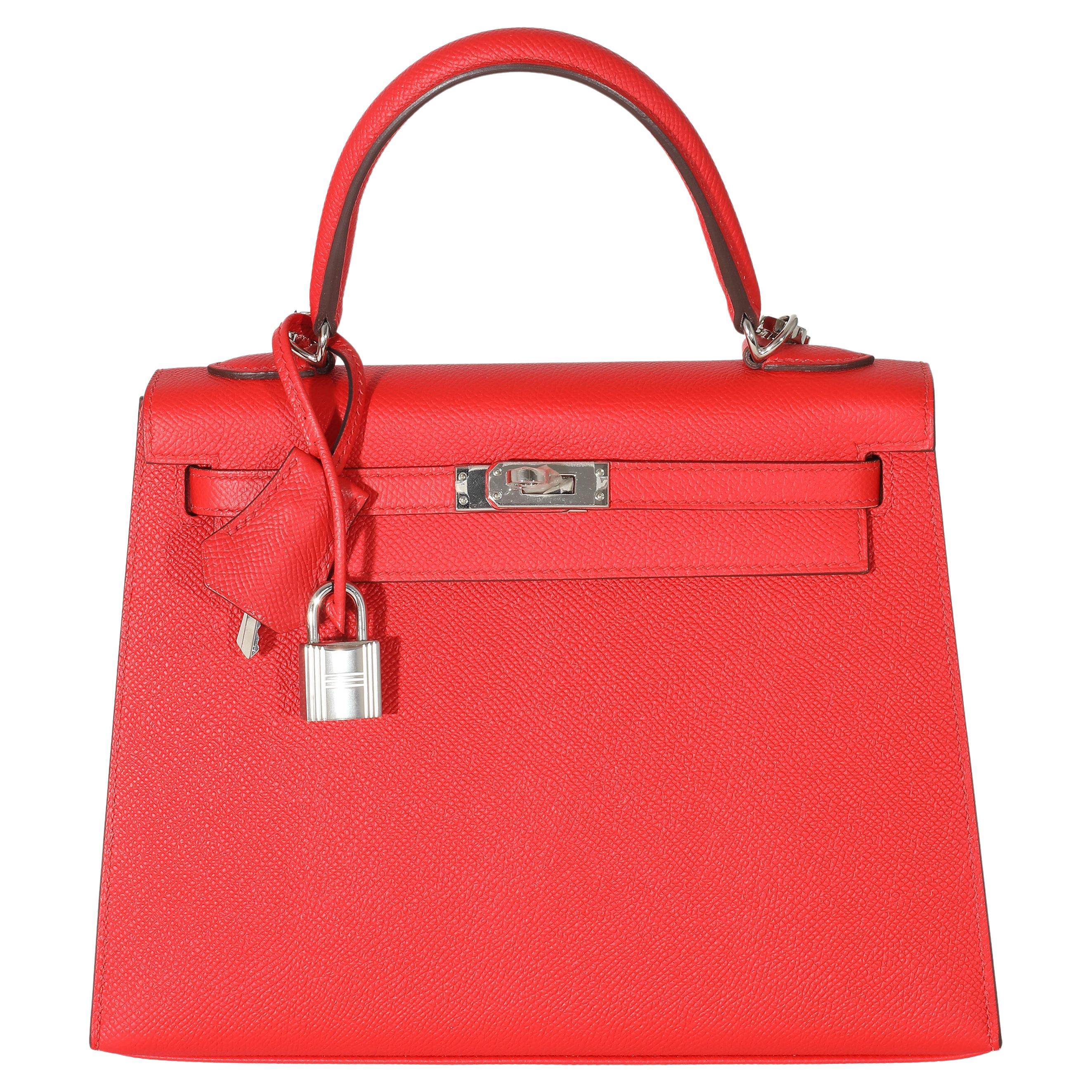 Hermès Rouge Casaque Kelly Sellier 25 PHW en vente