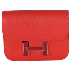 Hermès Epsom Rouge de Coeur Constance Slim Wallet PHW