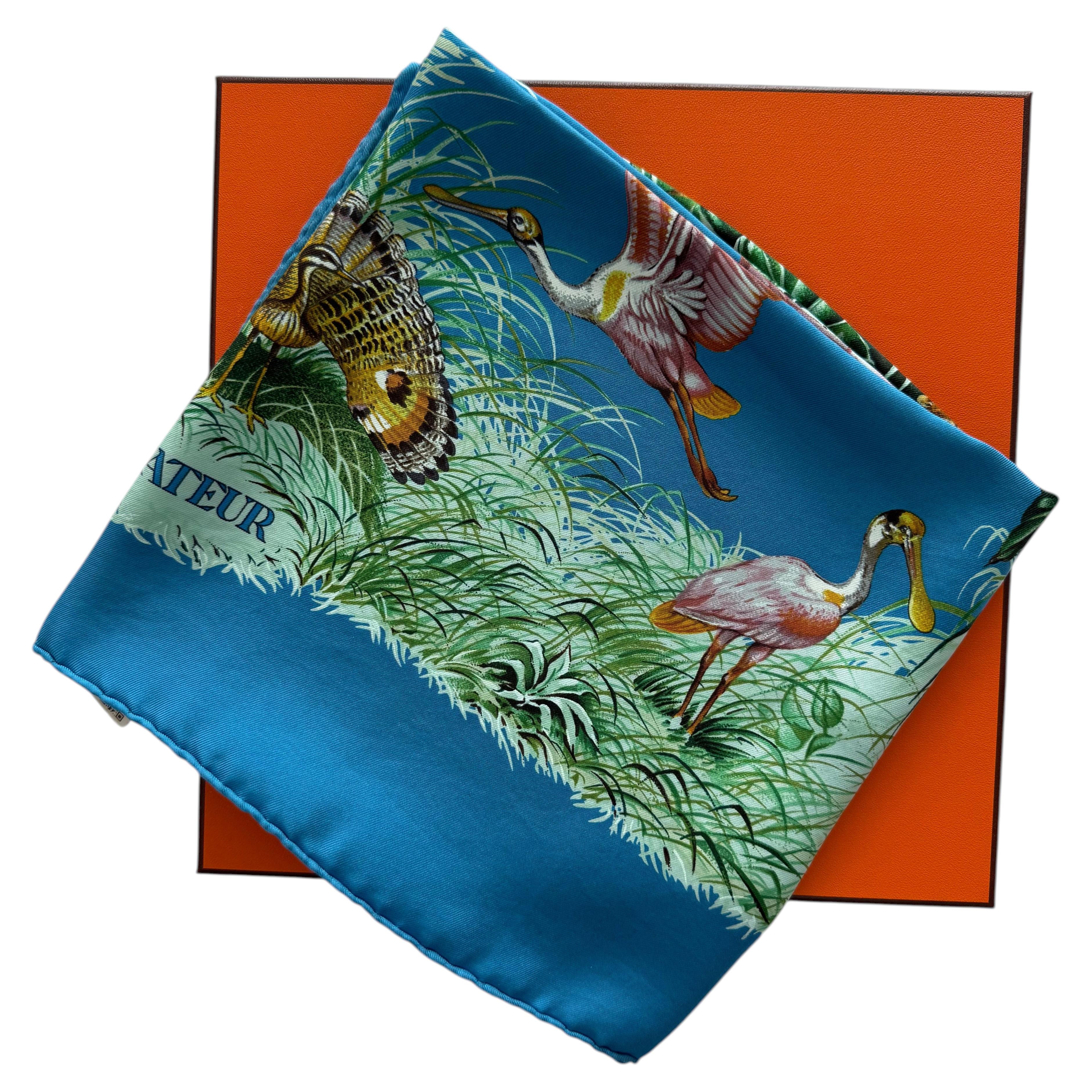 Hermes Equateur Carrs Wash Bleu/Azur/Vert/Bru Sciarpa Nuova W/T